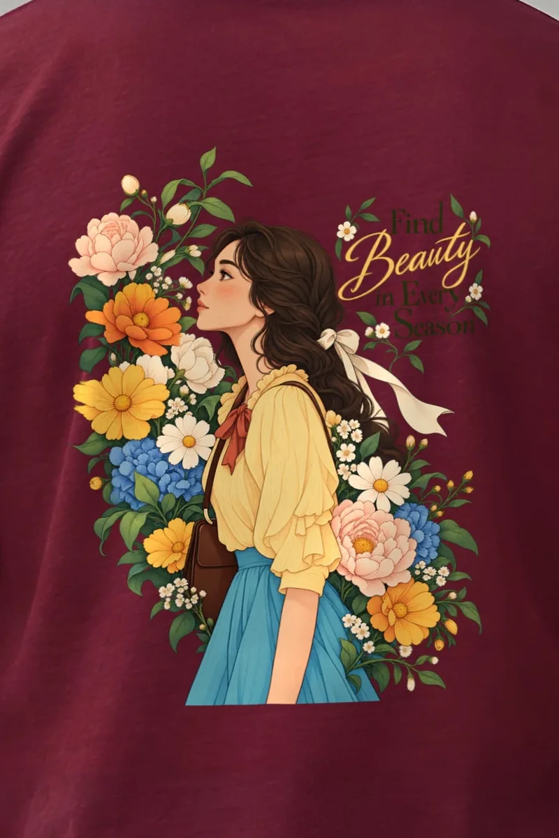 "Find Beauty in Every Season" Heavyweight Unisex Crewneck T-shirt