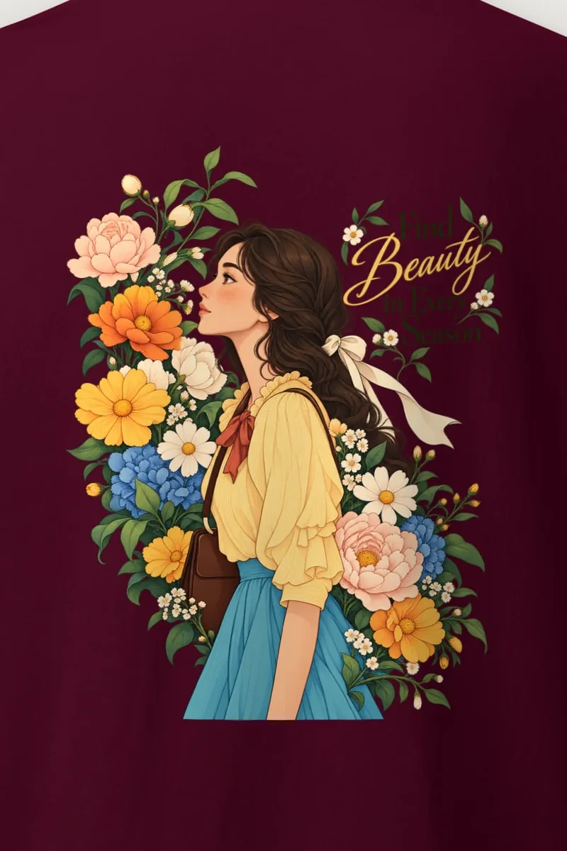 "Find Beauty in Every Season" Heavyweight Unisex Crewneck T-shirt