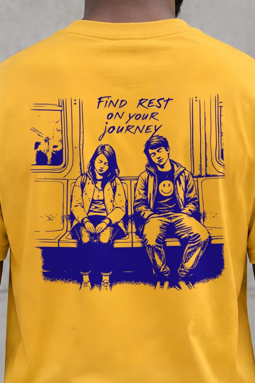 "Find Rest" Heavyweight Unisex Crewneck T-shirt - the graphic up close