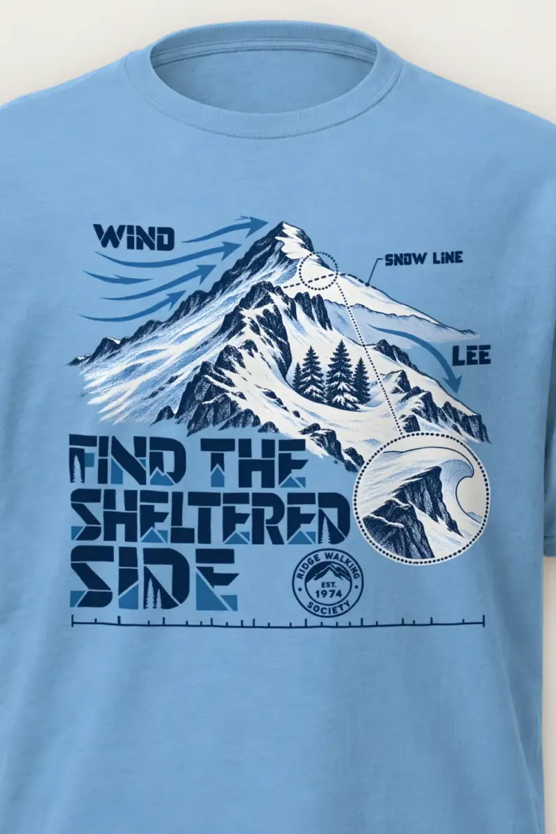 "Find the Sheltered Side" Heavyweight Unisex Crewneck T-shirt - the graphic up close