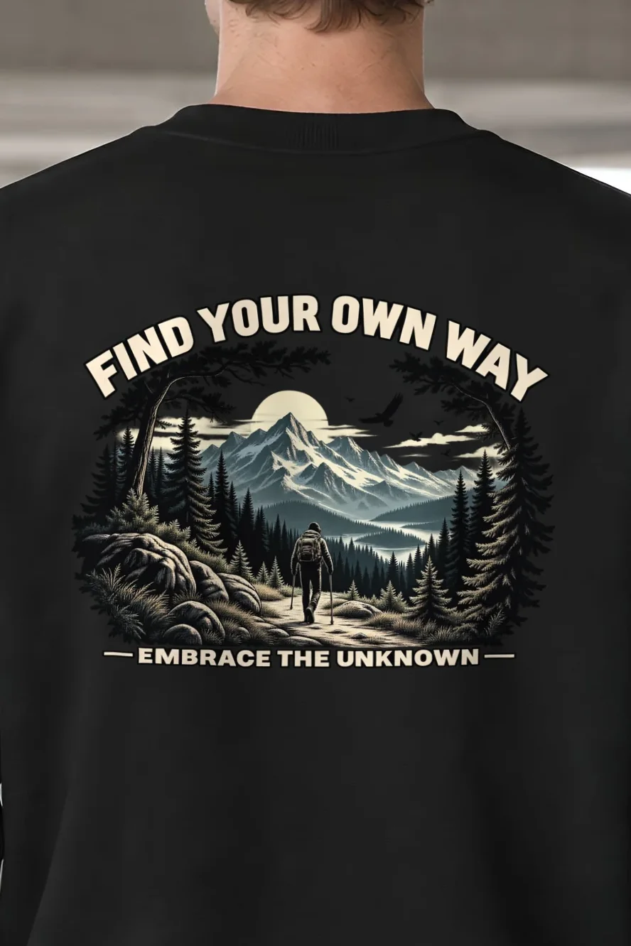 "Find Your Own Way" 1 Crewneck Sweatshirt - the graphic up close