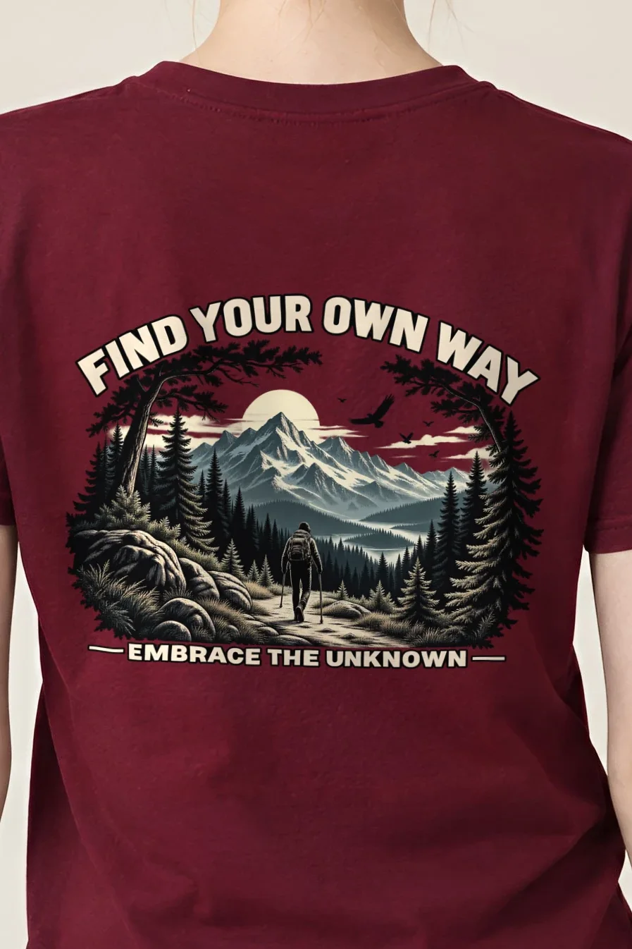 "Find Your Own Way" Heavyweight Unisex Crewneck T-shirt - the graphic up close