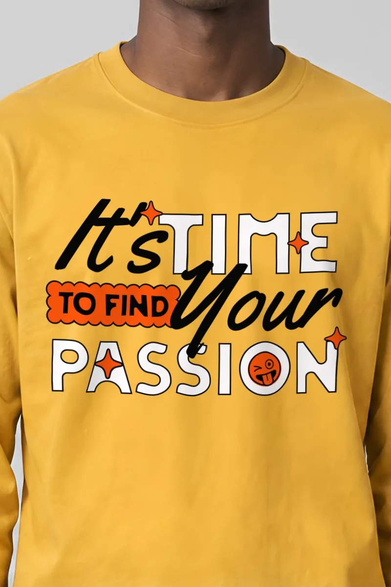 "Find Your Passion" Unisex Longsleeve T-shirt - the graphic up close