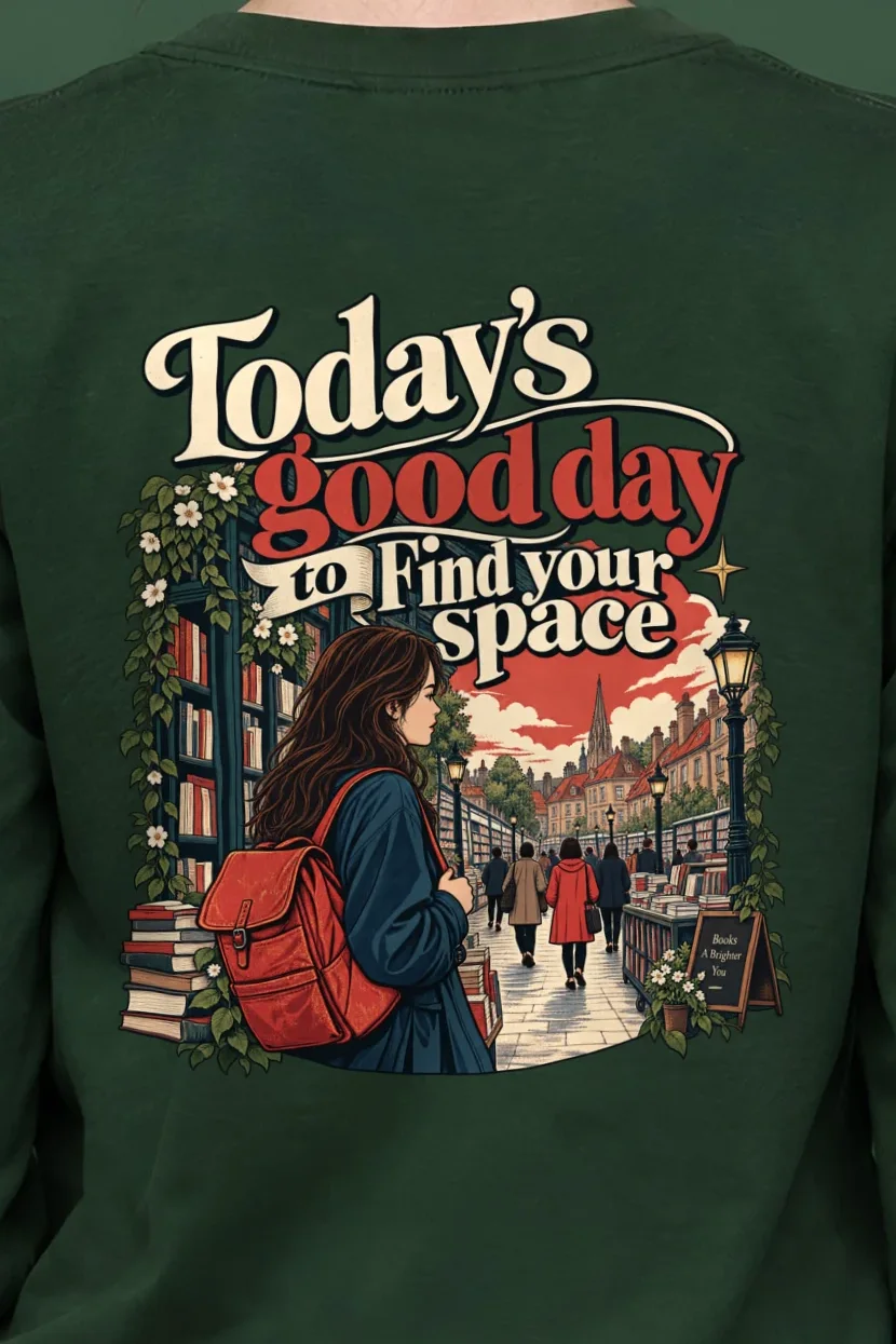 "Find Your Space" Unisex Longsleeve T-shirt - the graphic up close