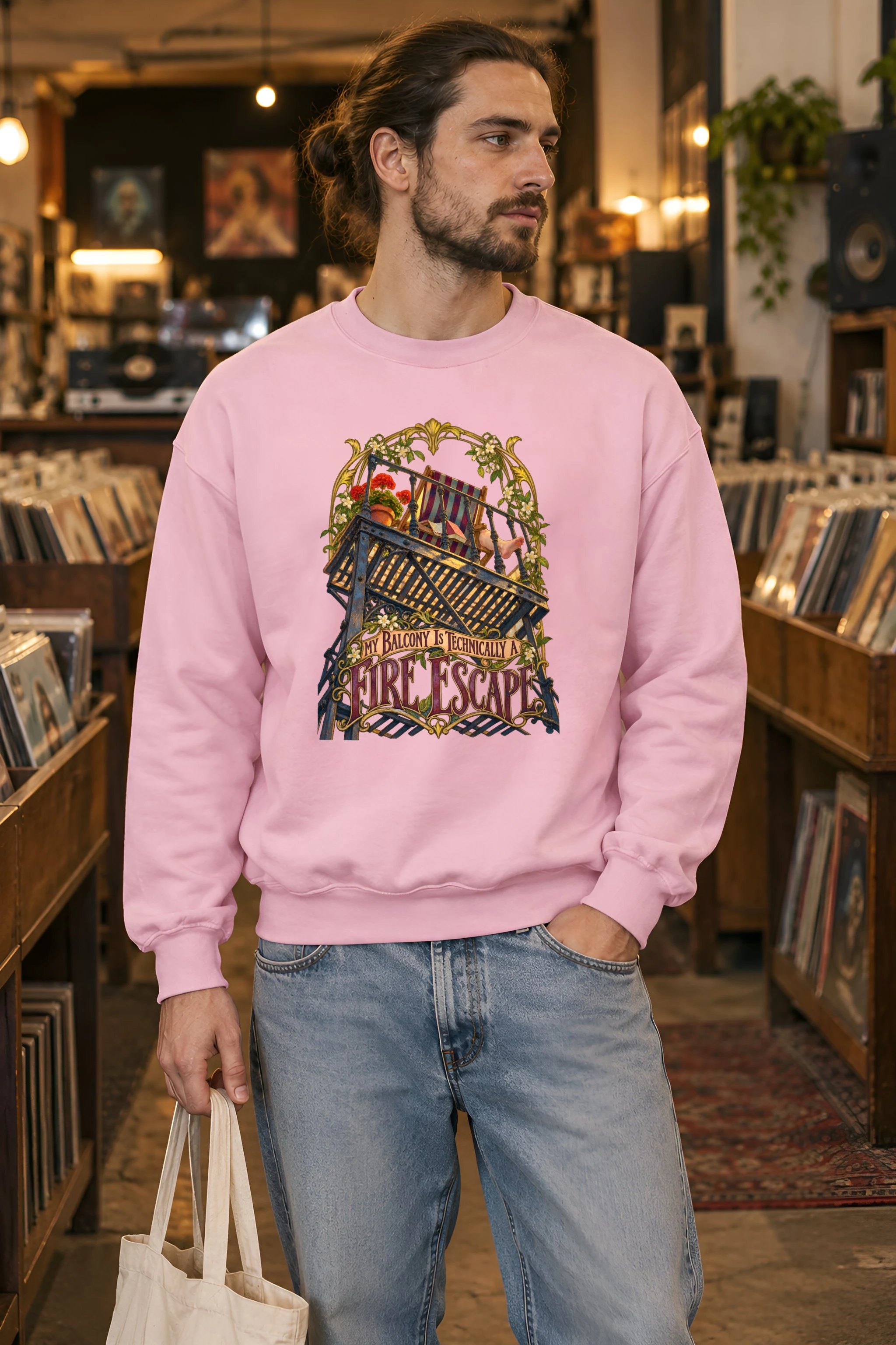"Fire Escape Balcony" Heavy Blend Unisex Crewneck Sweatshirt