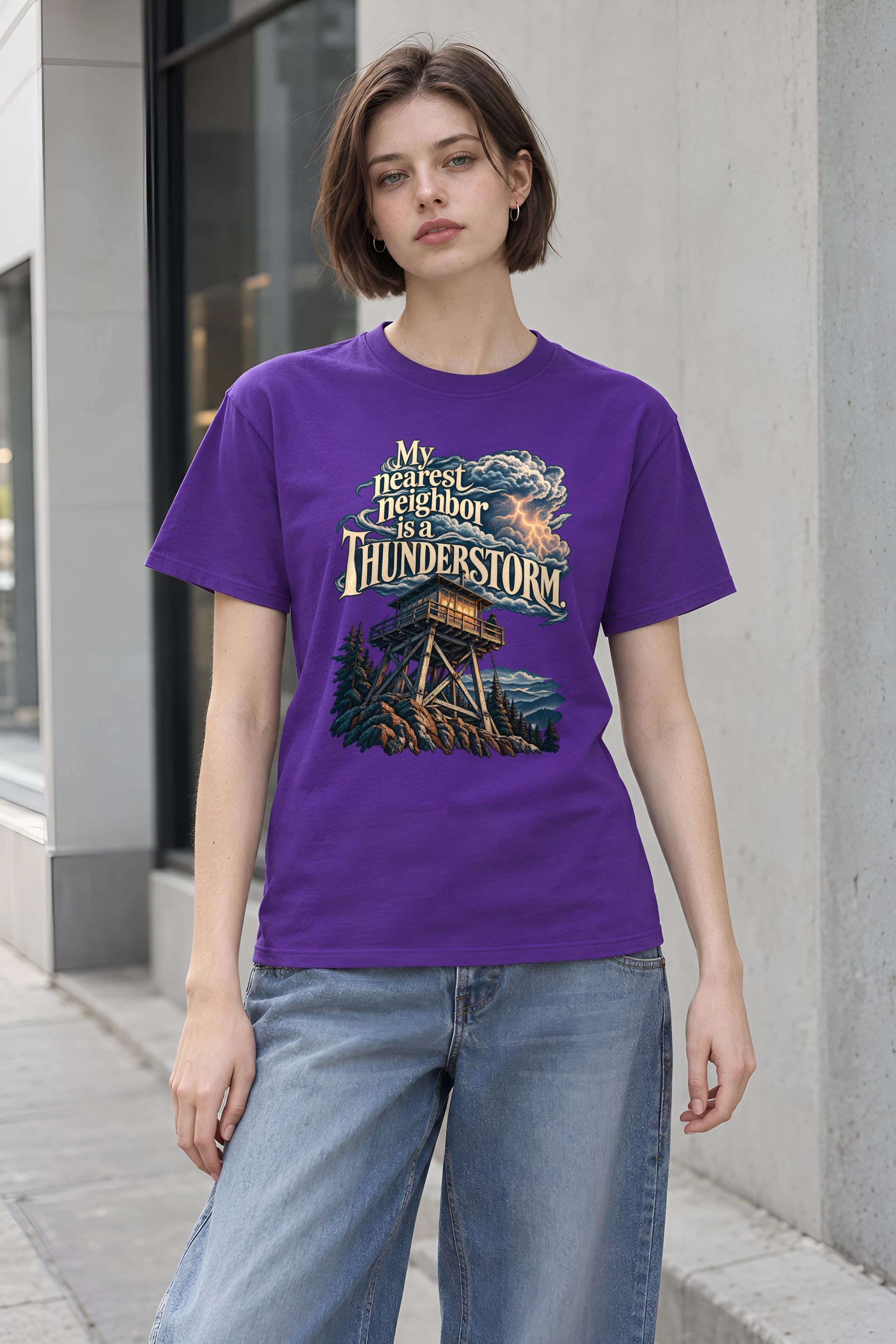 "Fire Lookout Thunderstorm" Heavyweight Unisex Crewneck T-shirt