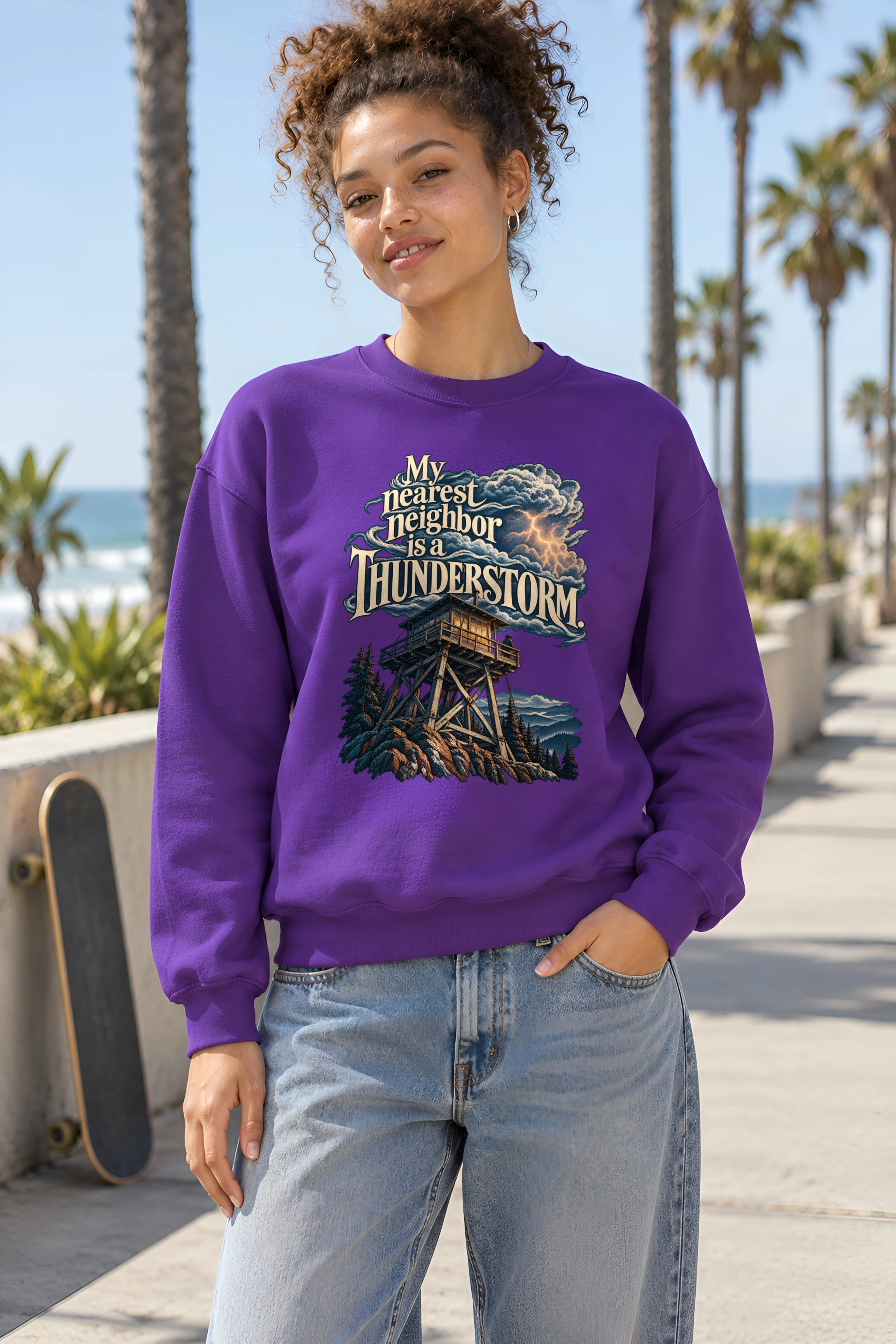 "Fire Lookout Thunderstorm" Unisex Crewneck Sweatshirt