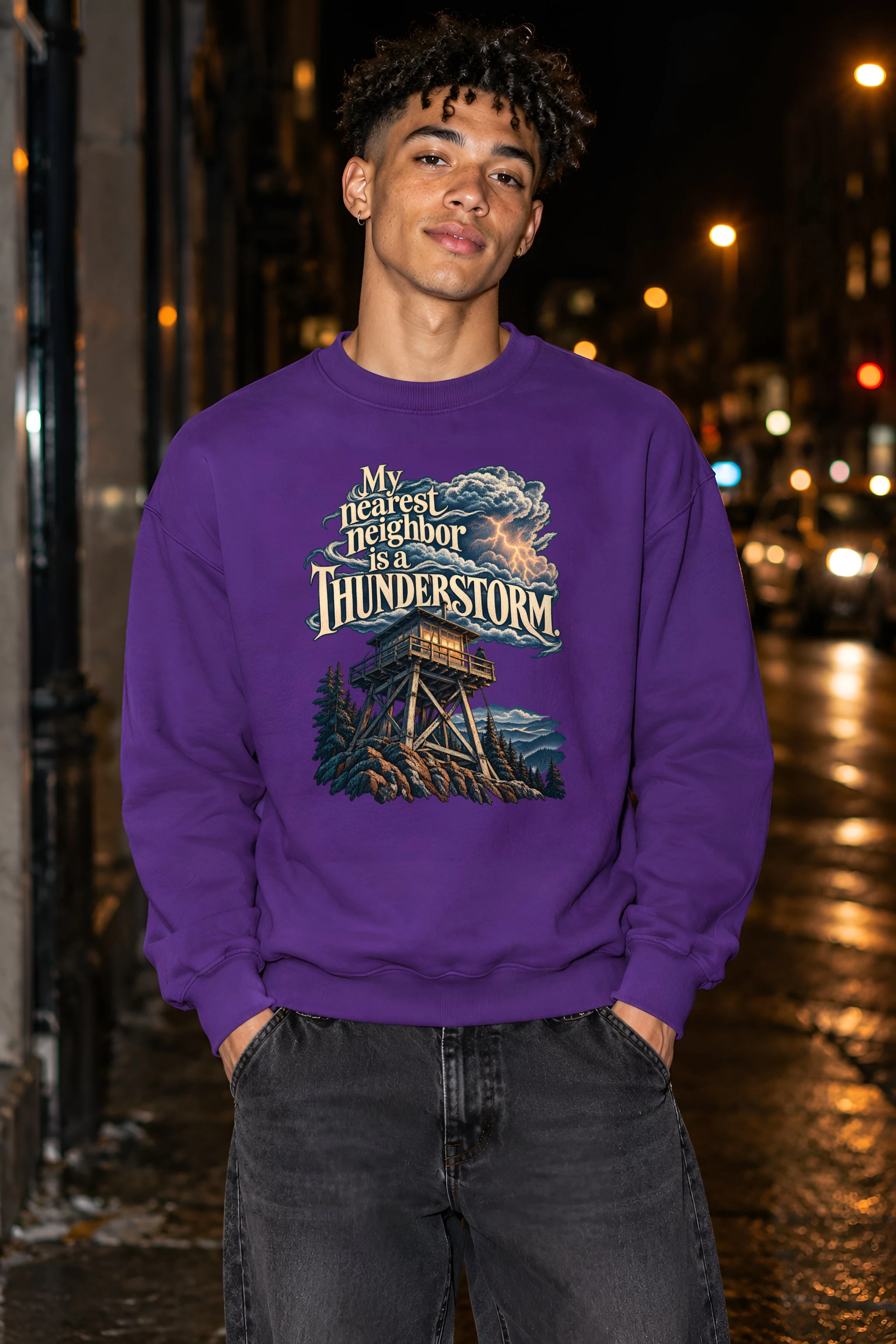 "Fire Lookout Thunderstorm" Unisex Crewneck Sweatshirt