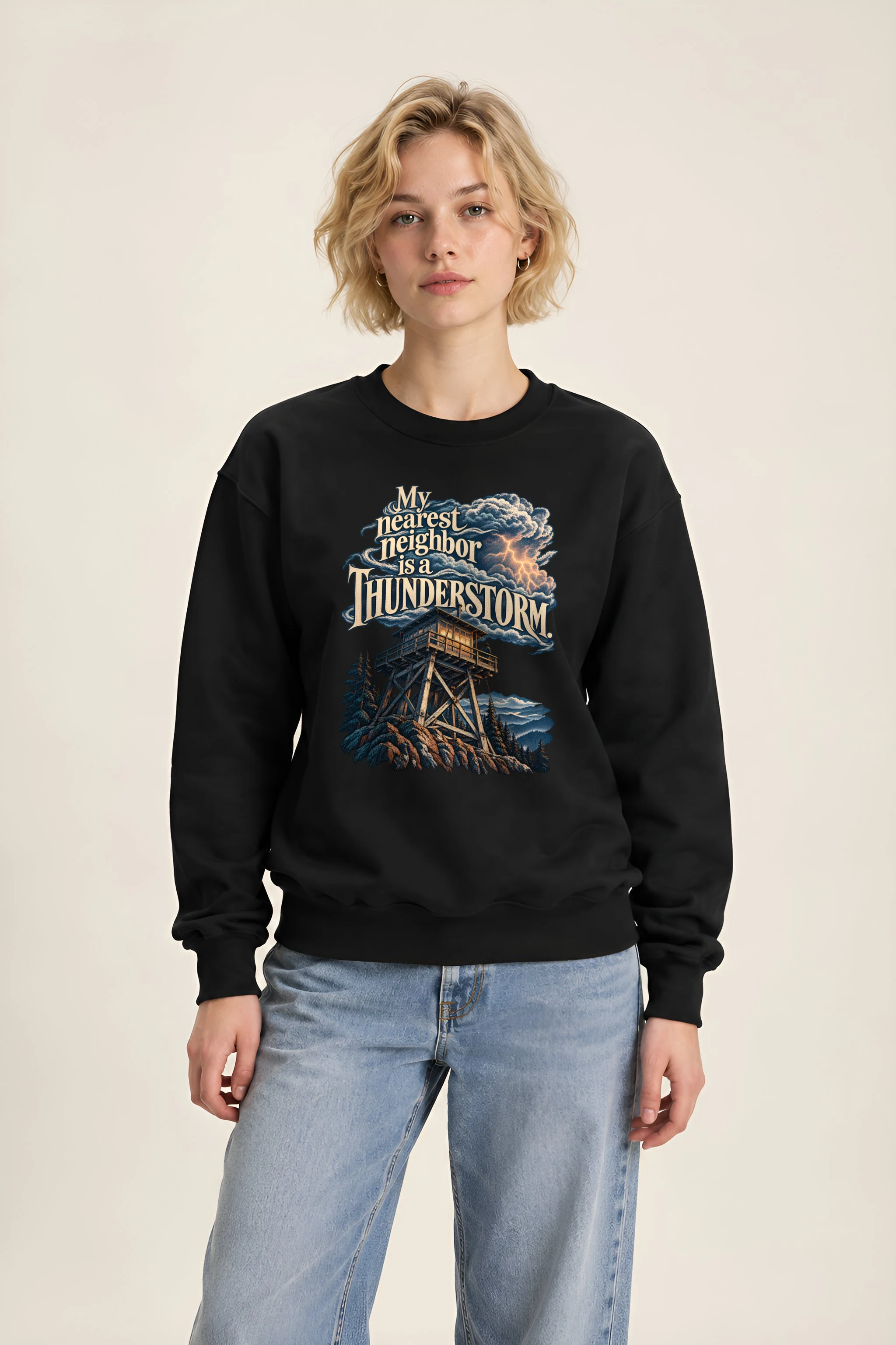 "Fire Lookout Thunderstorm" Unisex Crewneck Sweatshirt