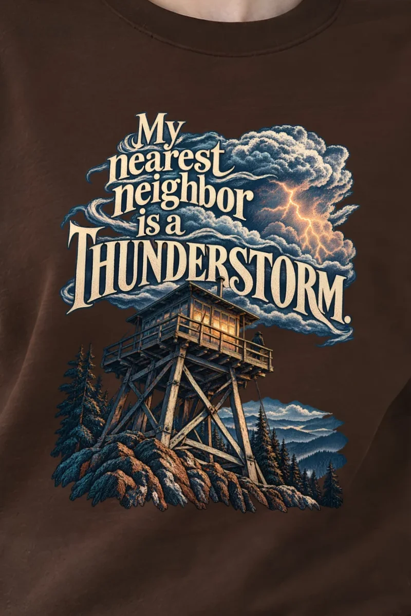 "Fire Lookout Thunderstorm" Unisex Crewneck Sweatshirt - the graphic up close