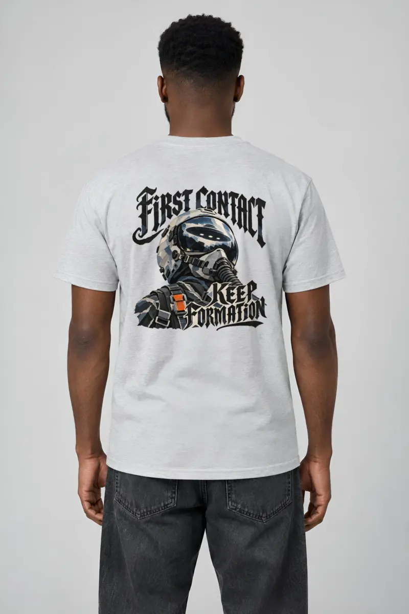 “First Contact, Keep Formation” Heavyweight Unisex Crewneck T-shirt