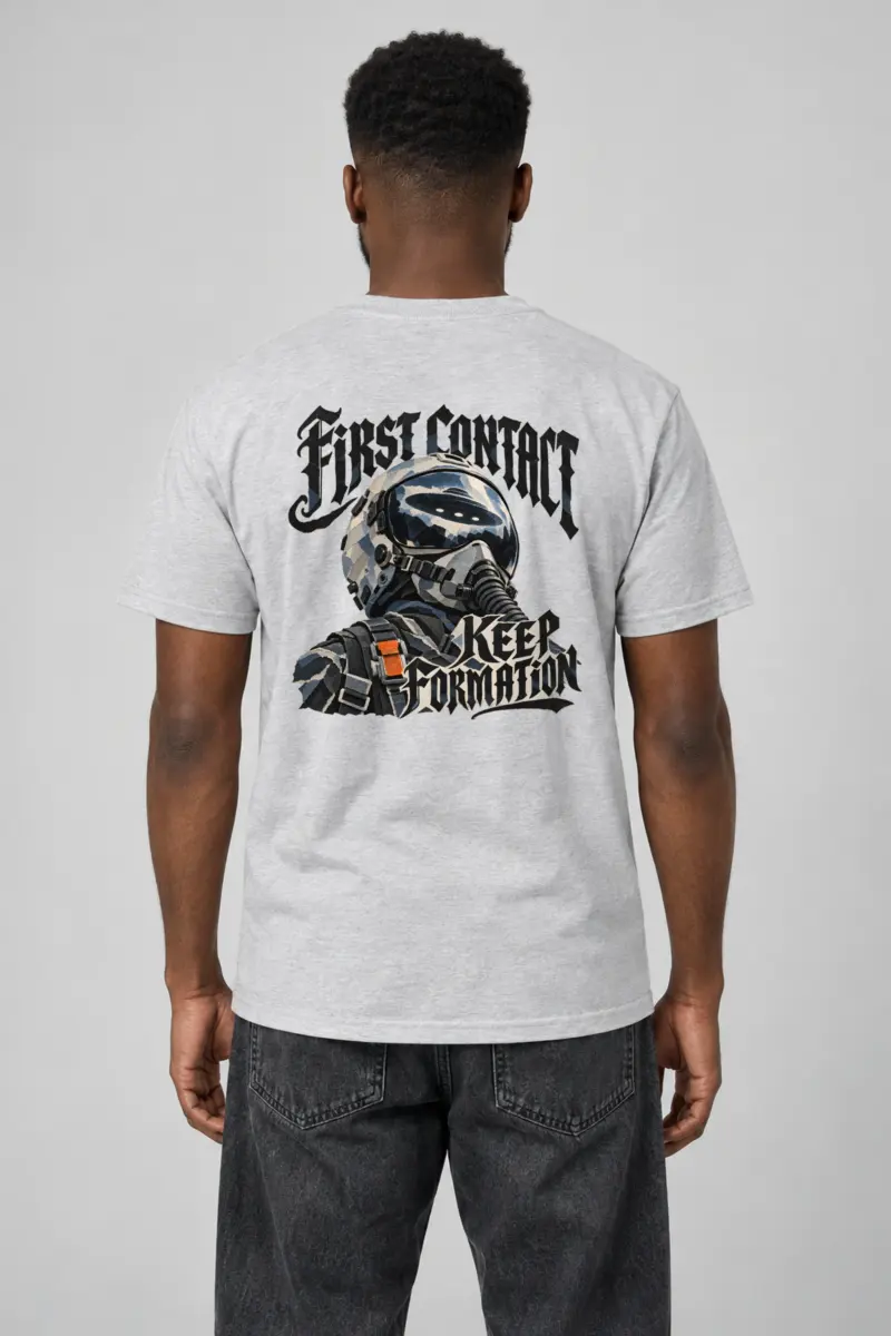 “First Contact, Keep Formation” Heavyweight Unisex Crewneck T-shirt