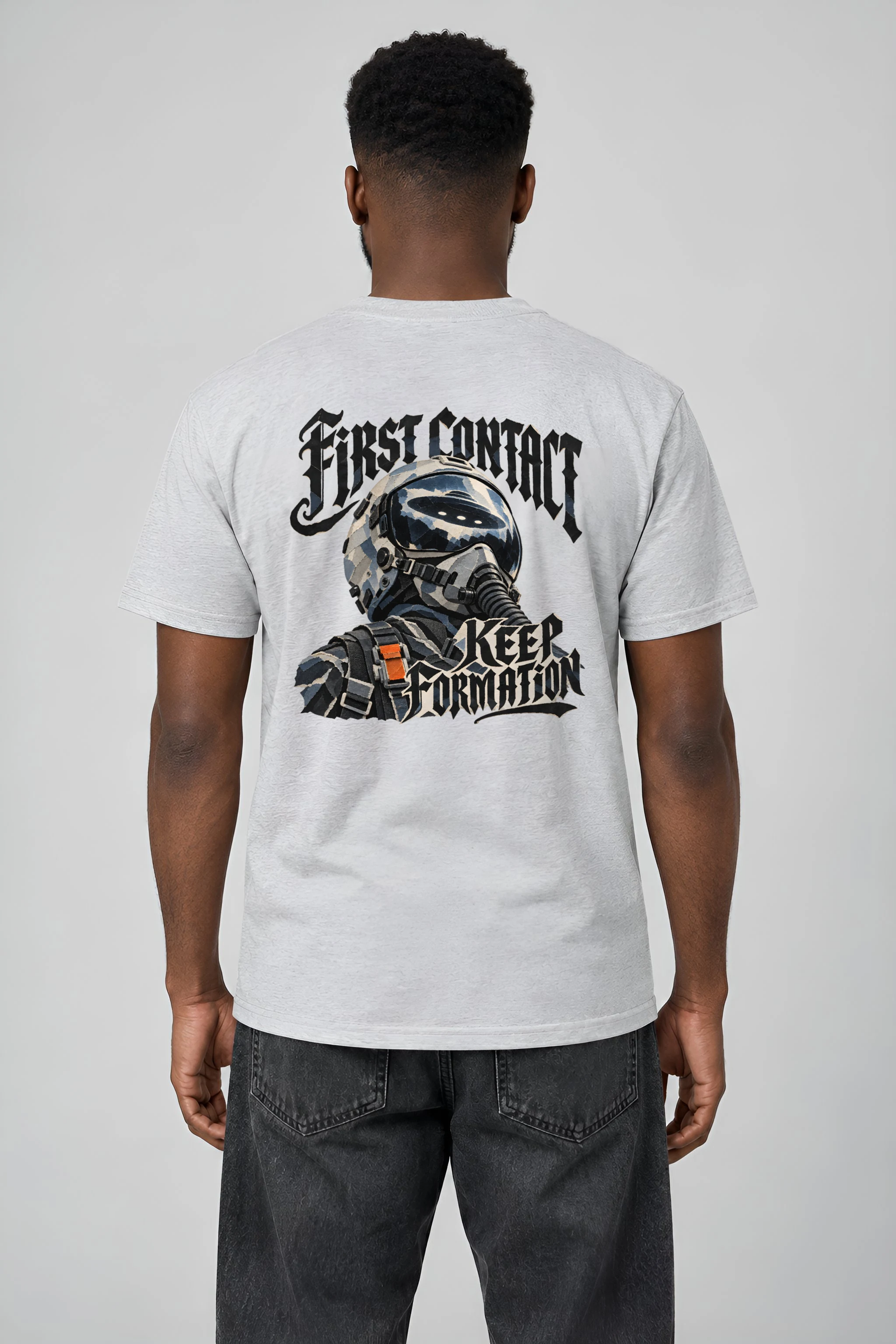 "First Contact, Keep Formation" Heavyweight Unisex Crewneck T-shirt