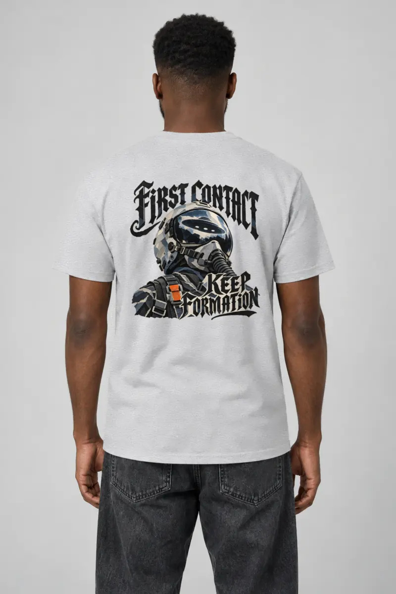"First Contact, Keep Formation" Heavyweight Unisex Crewneck T-shirt