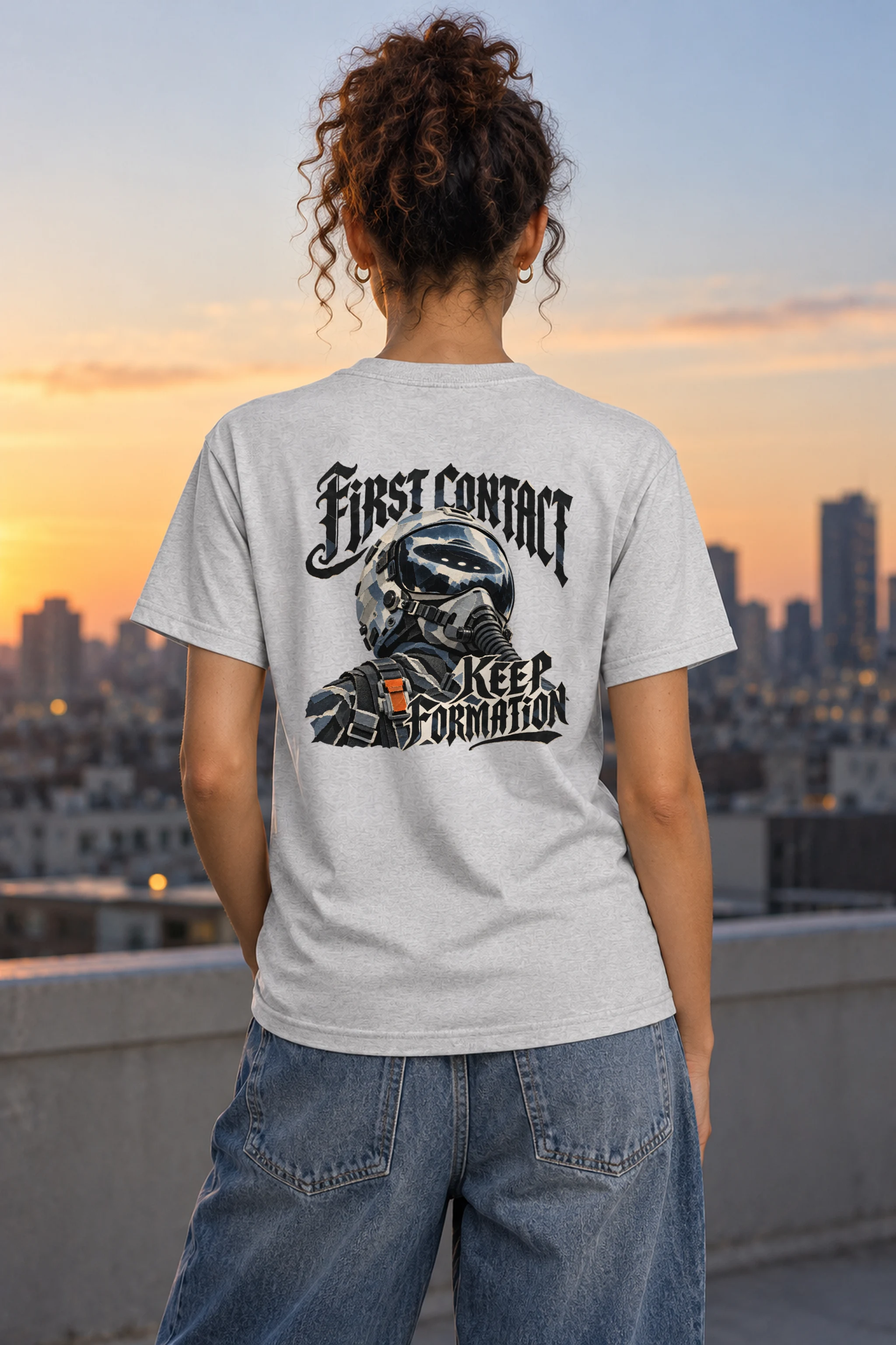 "First Contact, Keep Formation" Heavyweight Unisex Crewneck T-shirt