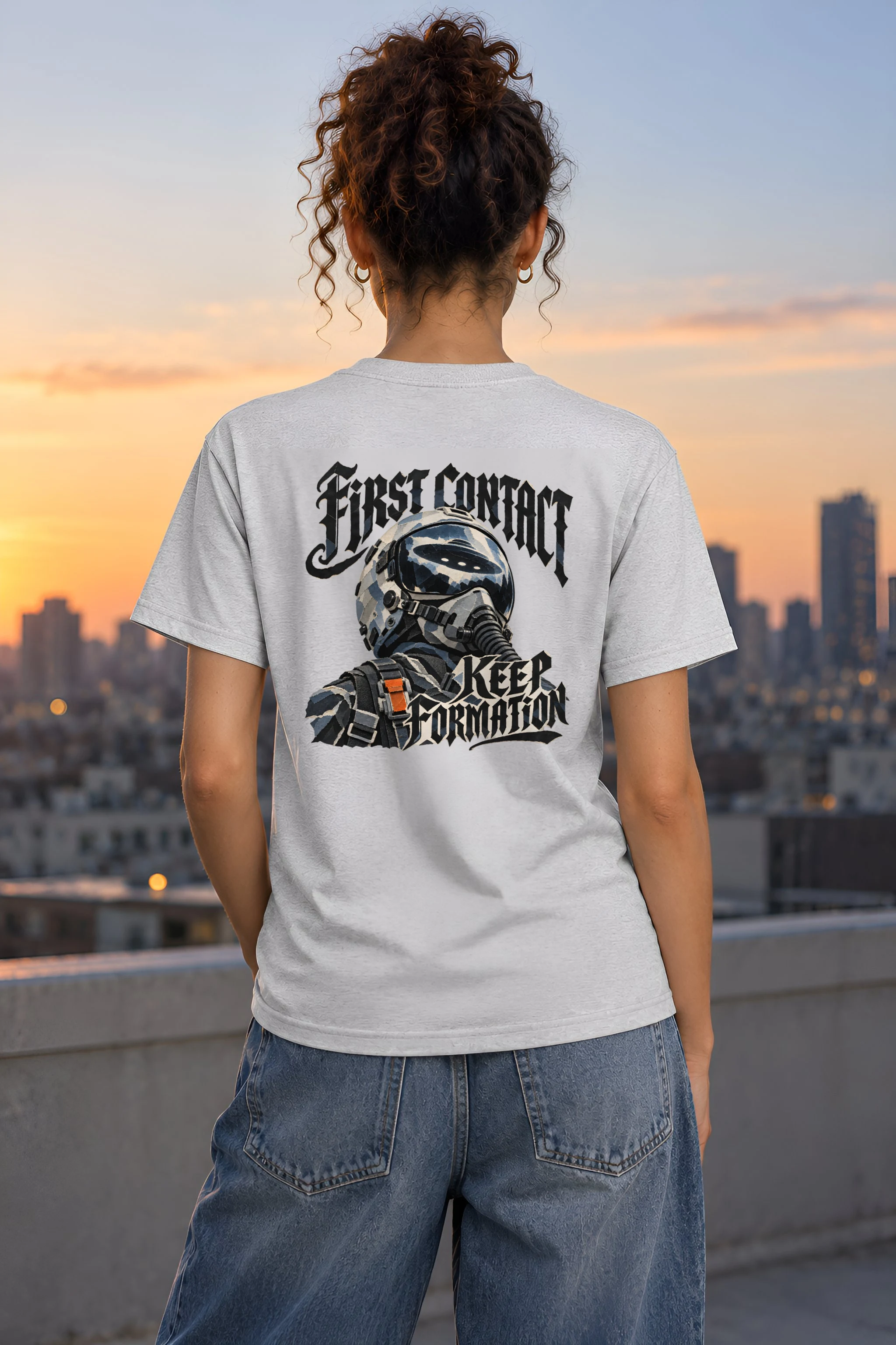 "First Contact, Keep Formation" Heavyweight Unisex Crewneck T-shirt