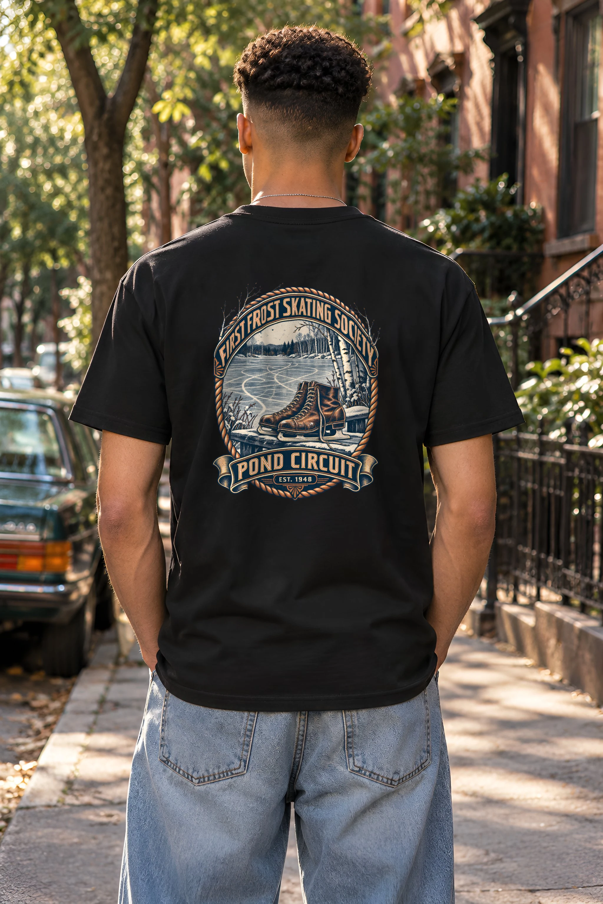 "First Frost Skating Society" Heavyweight Unisex Crewneck T-shirt
