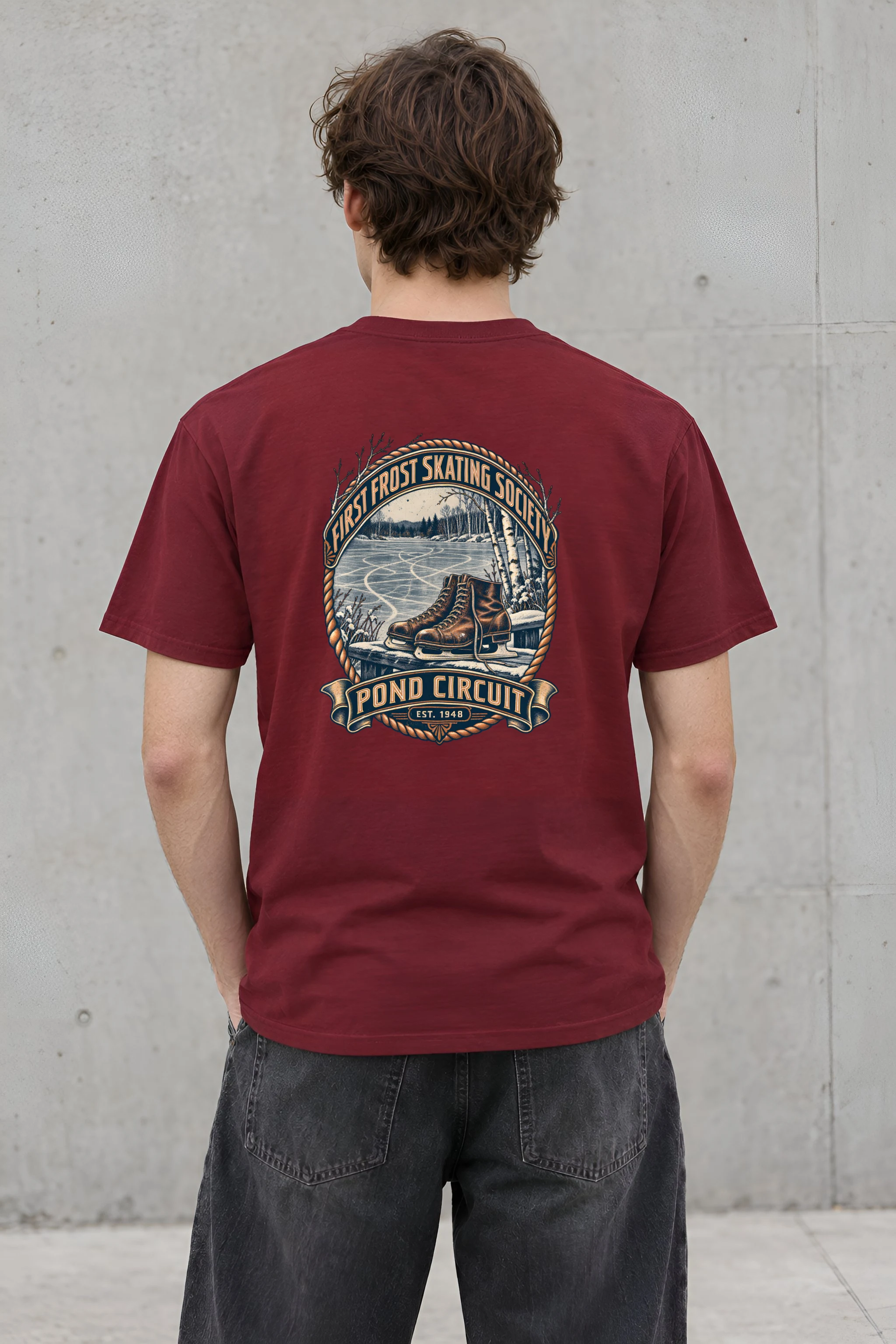 "First Frost Skating Society" Heavyweight Unisex Crewneck T-shirt