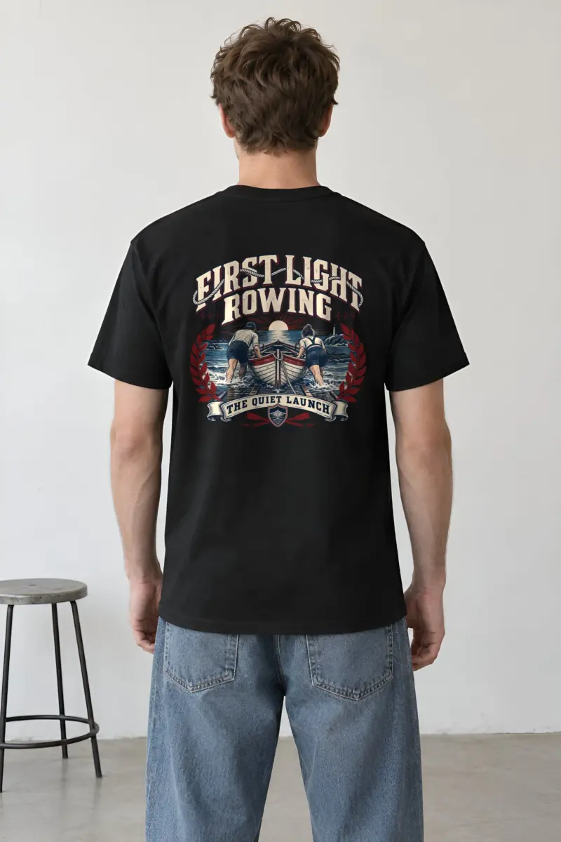 "First Light Rowing" Heavyweight Unisex Crewneck T-shirt