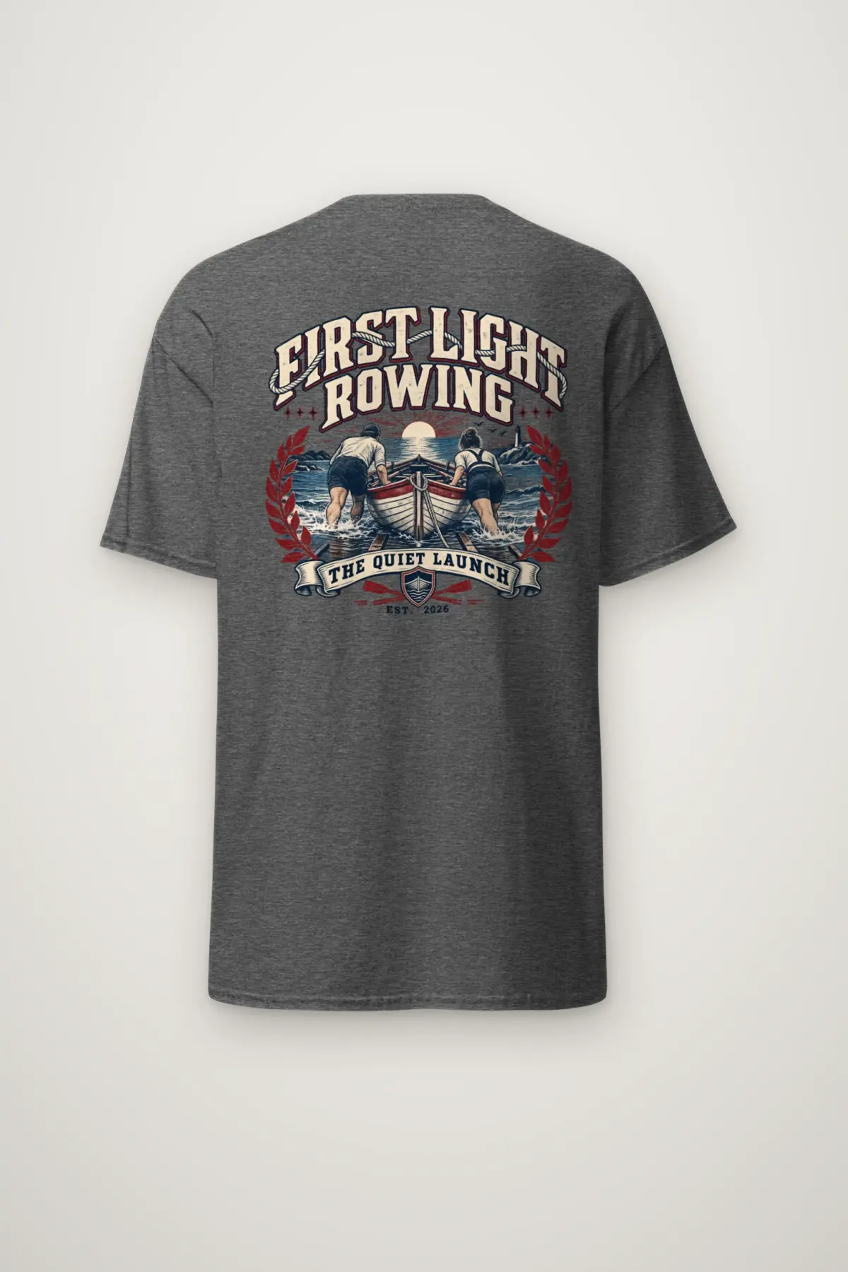 "First Light Rowing" Heavyweight Unisex Crewneck T-shirt