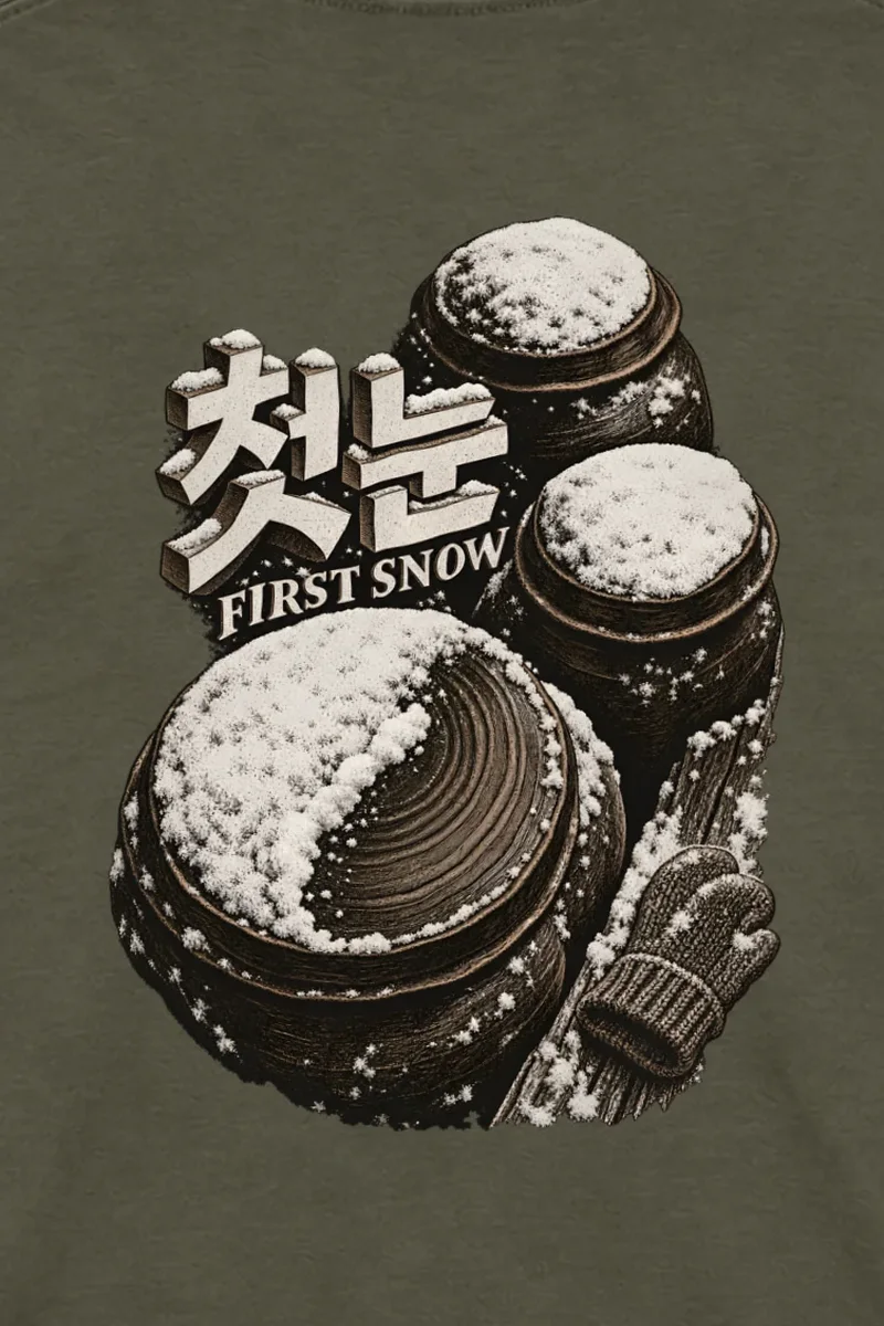 "First Snow" Unisex Longsleeve T-shirt - the graphic up close