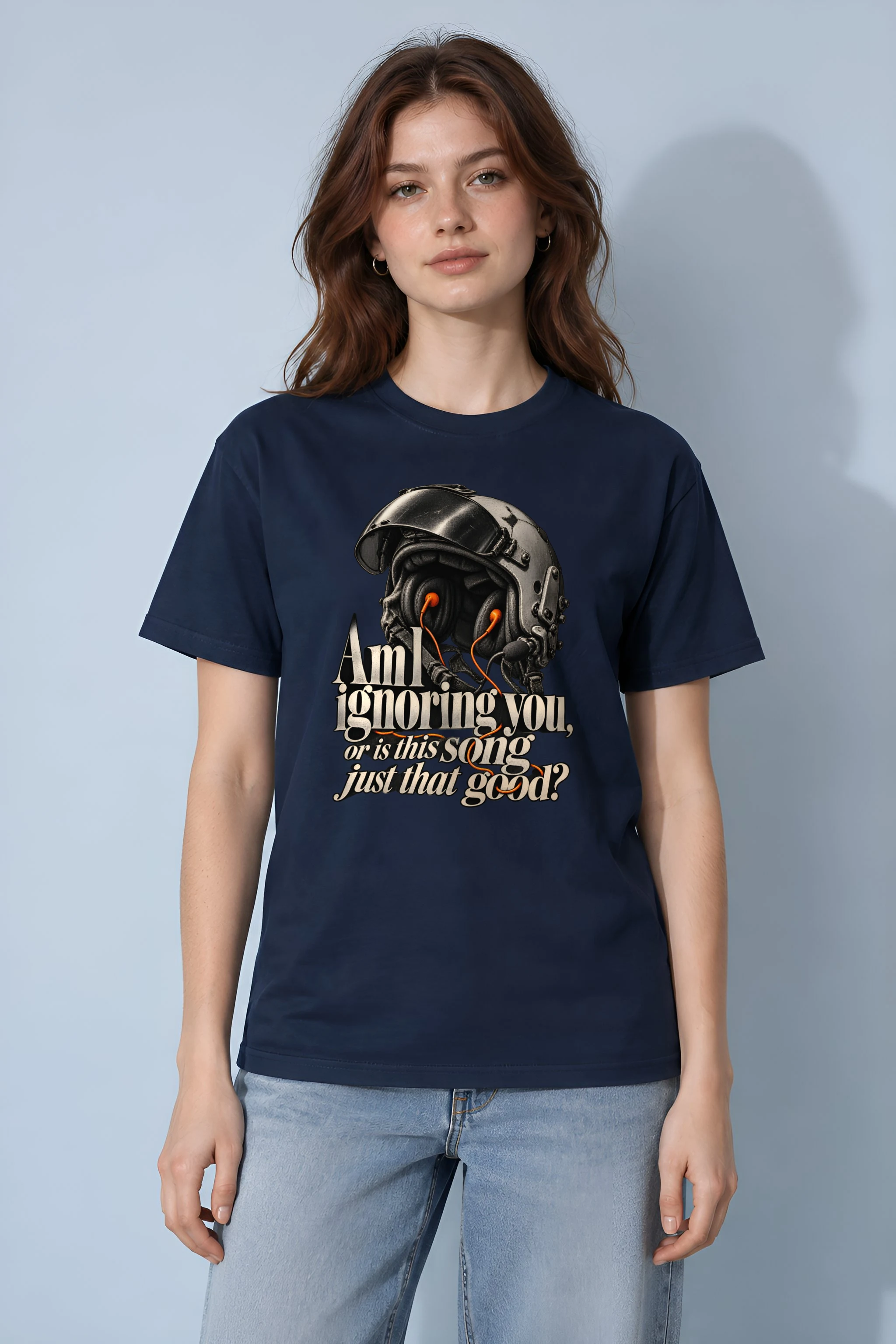 "Flight Helmet Earbuds" Heavyweight Unisex Crewneck T-shirt