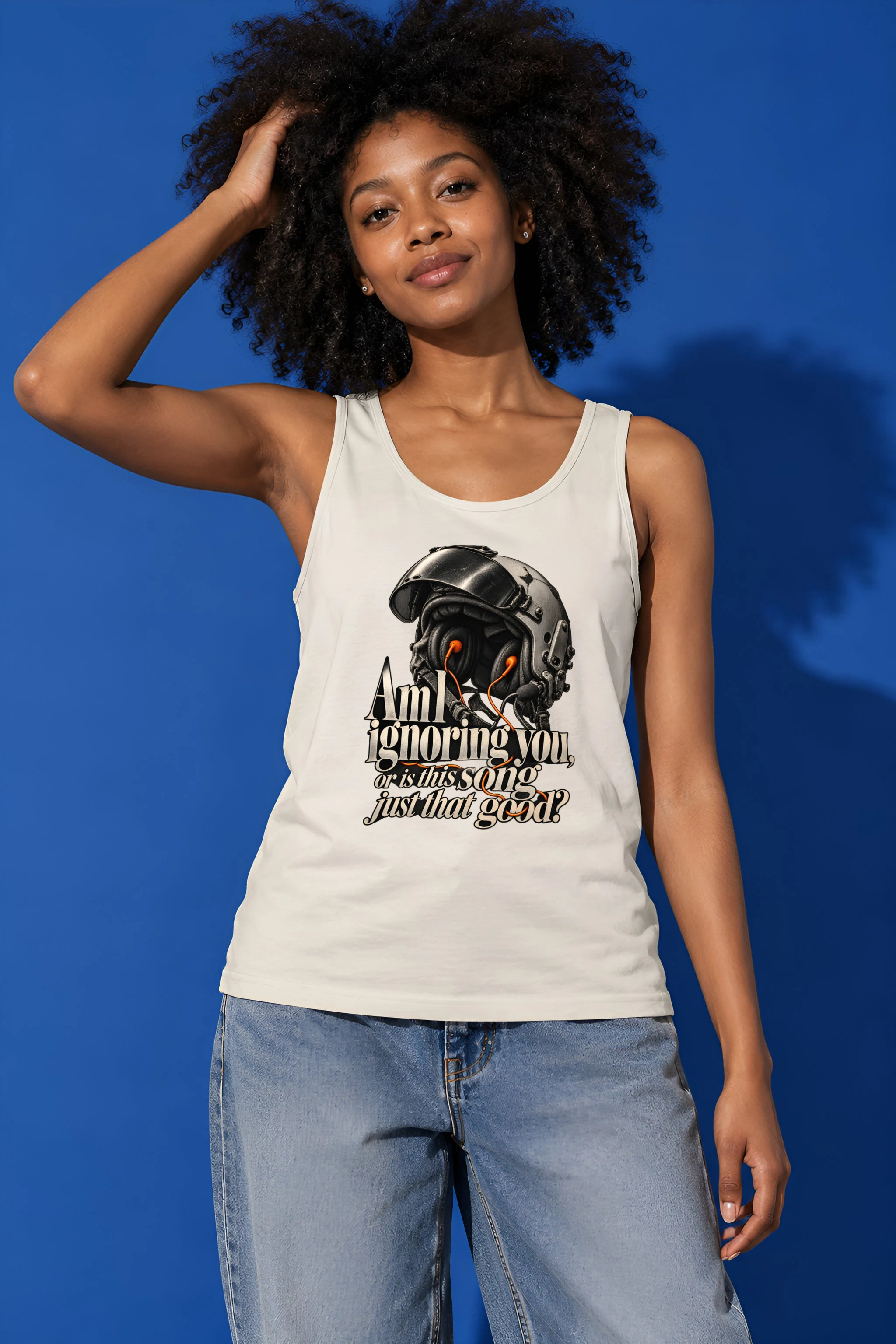 "Flight Helmet Earbuds" Unisex Jersey Tank