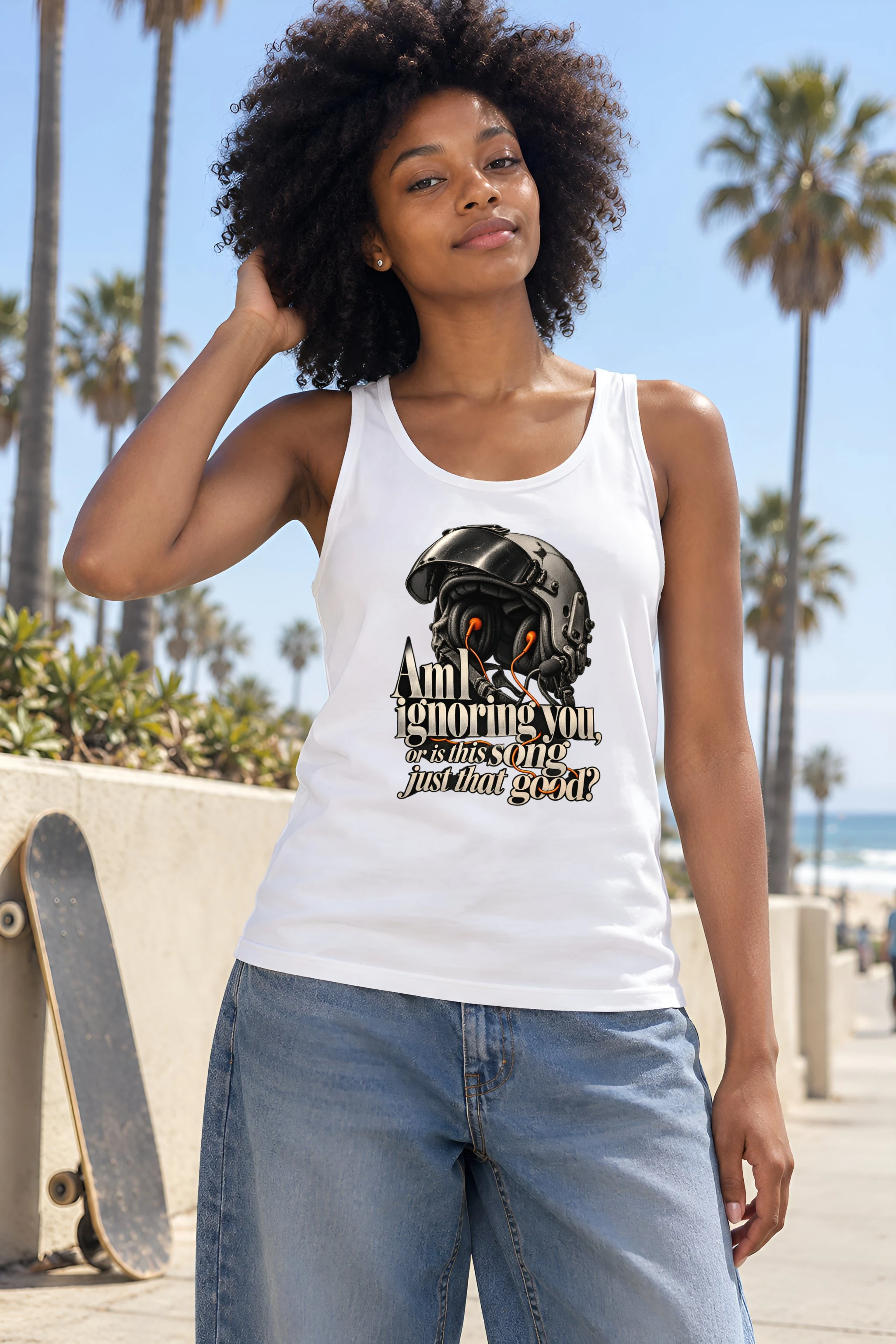 "Flight Helmet Earbuds" Unisex Jersey Tank