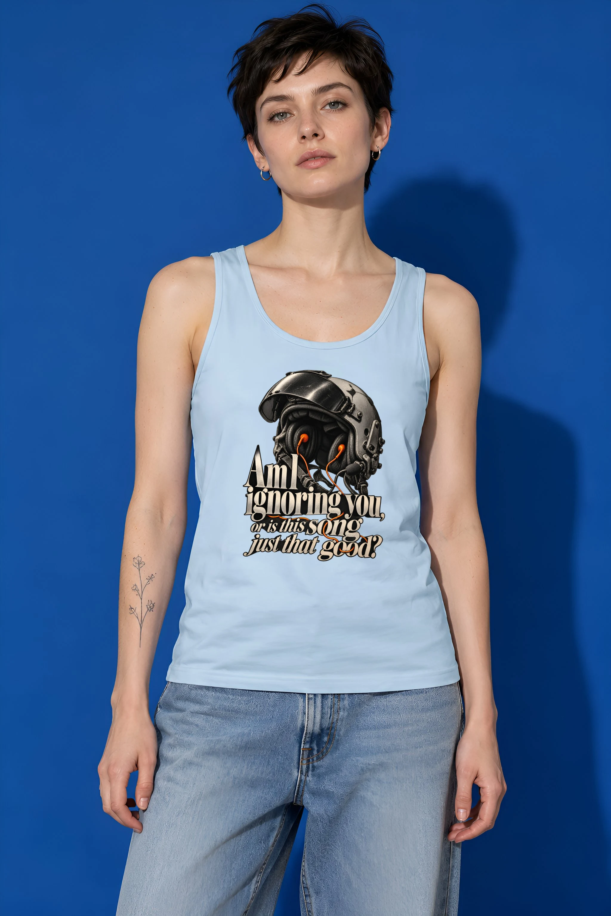 "Flight Helmet Earbuds" Unisex Jersey Tank
