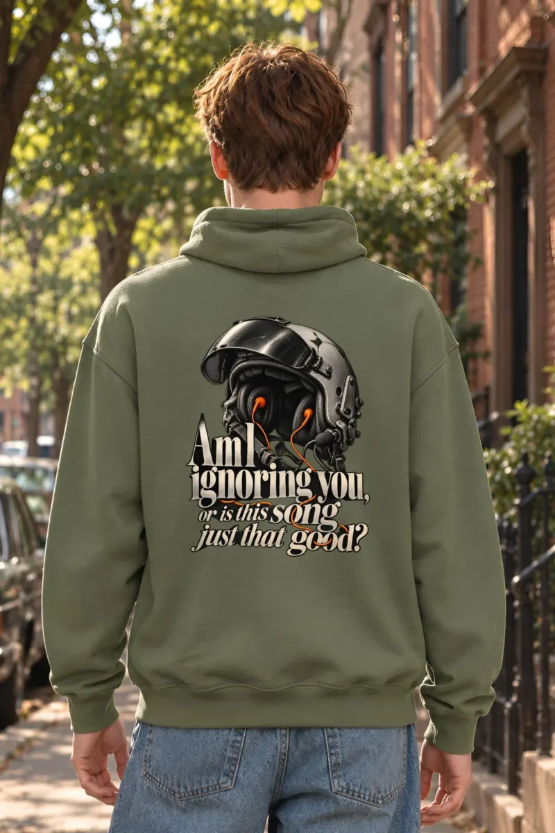 “Flight Helmet Earbuds” Unisex Pullover Hoodie