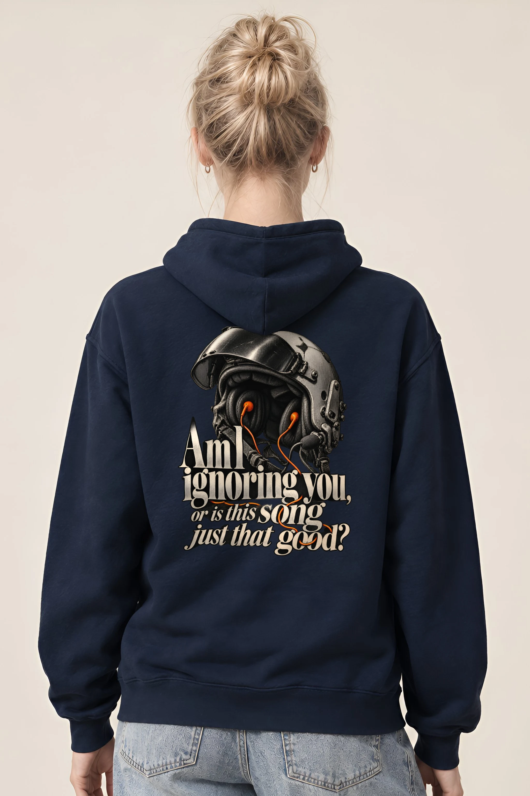 "Flight Helmet Earbuds" Unisex Pullover Hoodie