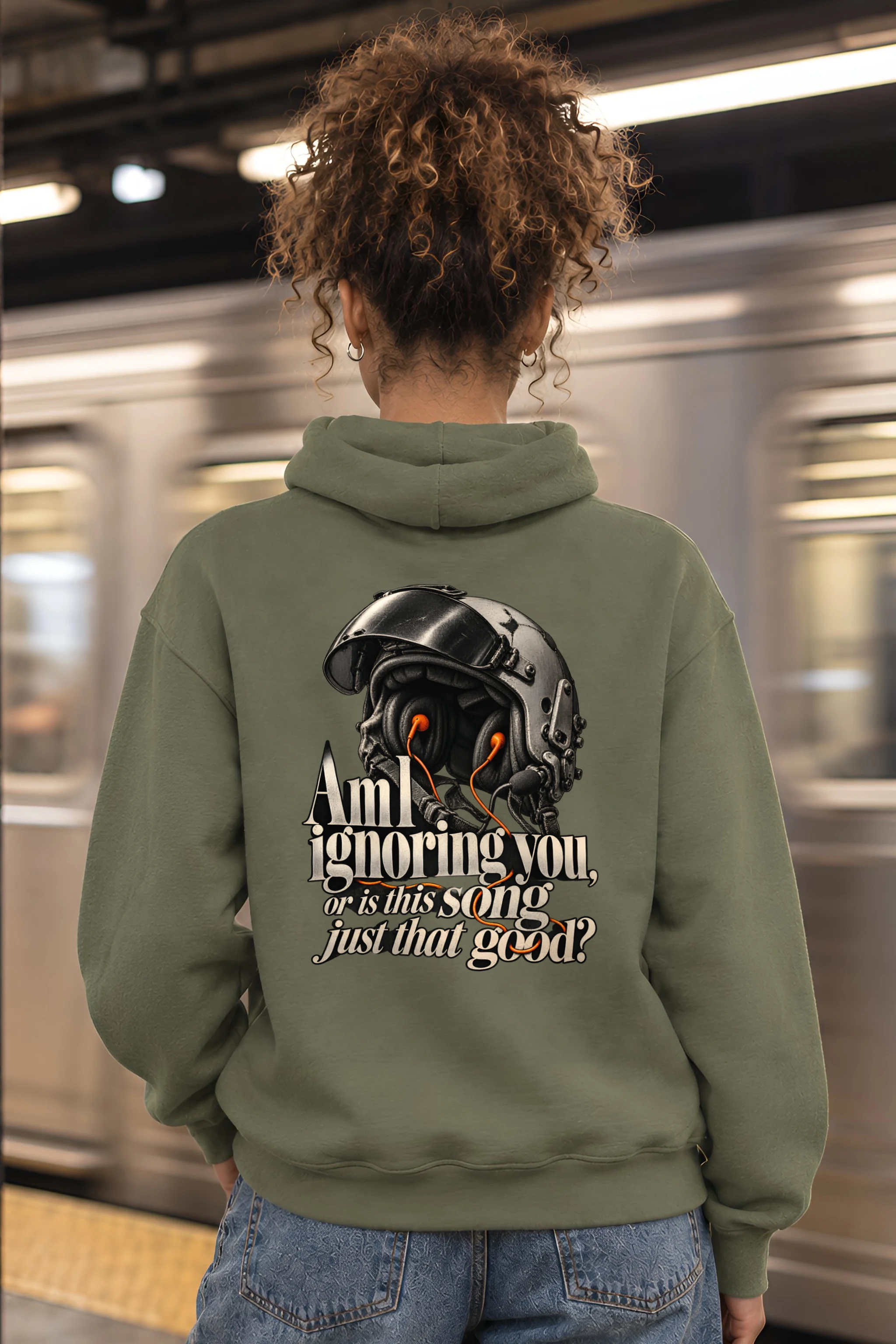 "Flight Helmet Earbuds" Unisex Pullover Hoodie