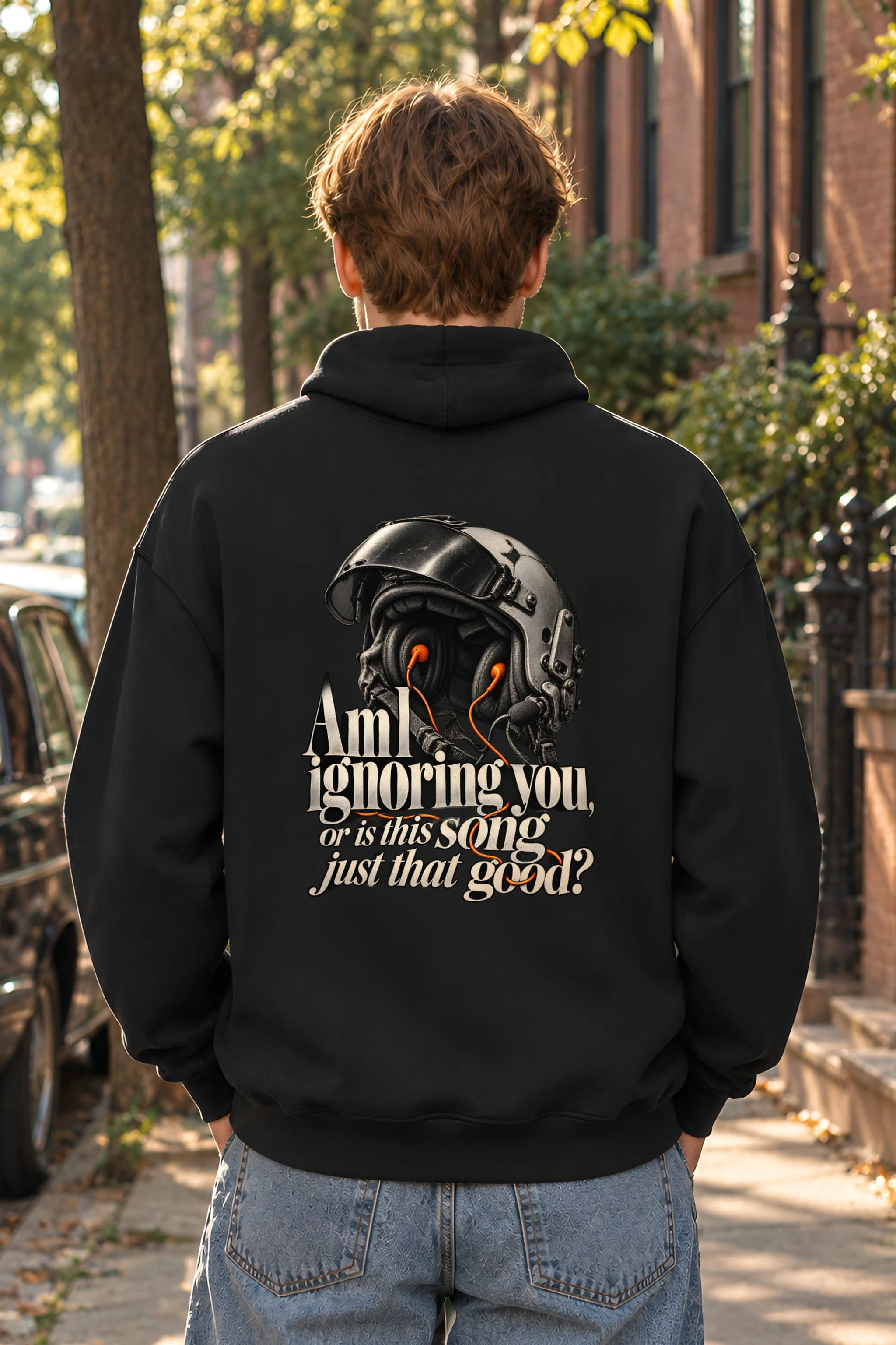 "Flight Helmet Earbuds" Unisex Pullover Hoodie