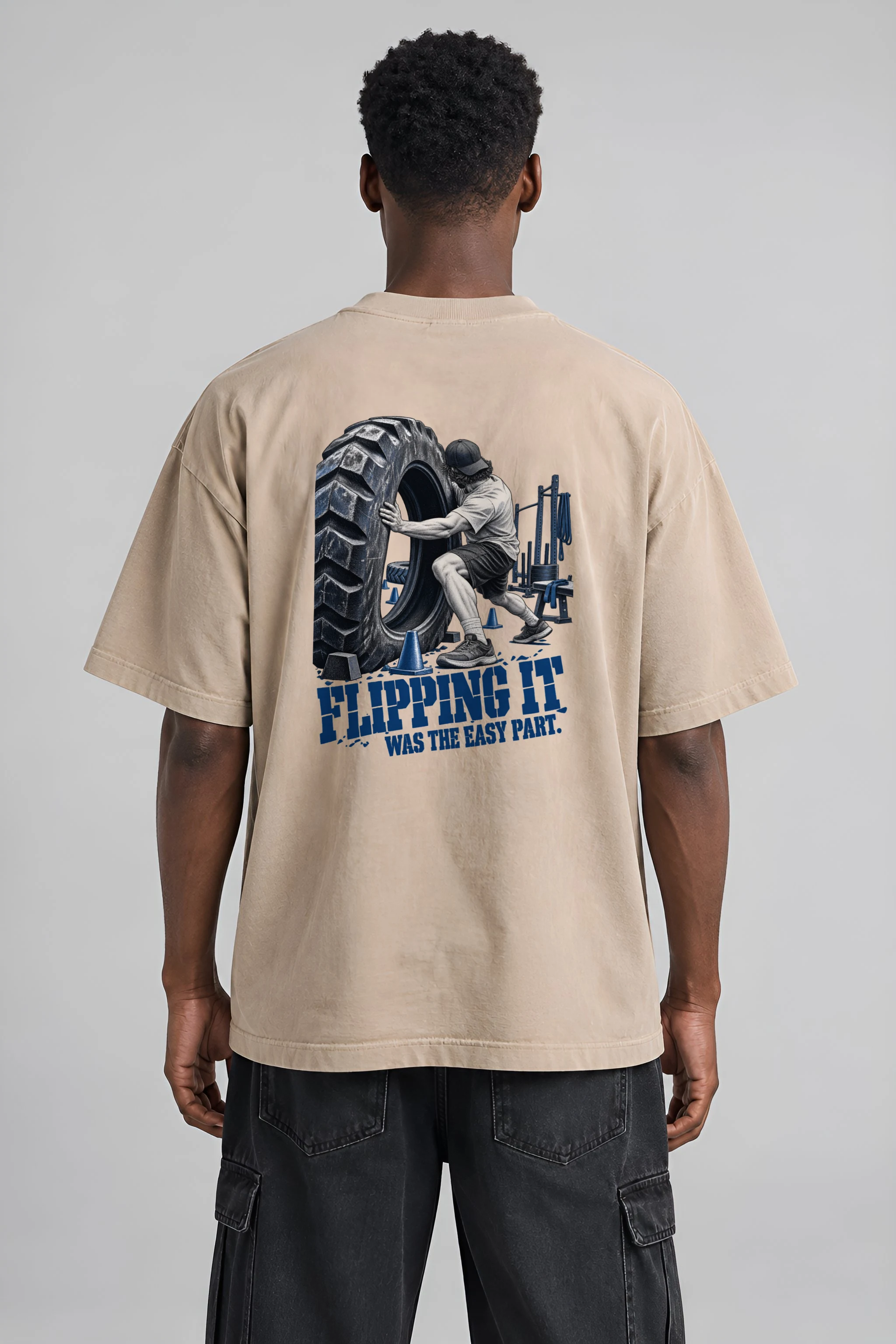 "Flipping It Was the Easy Part" Men's Oversized Heavyweight Crewneck T-Shirt