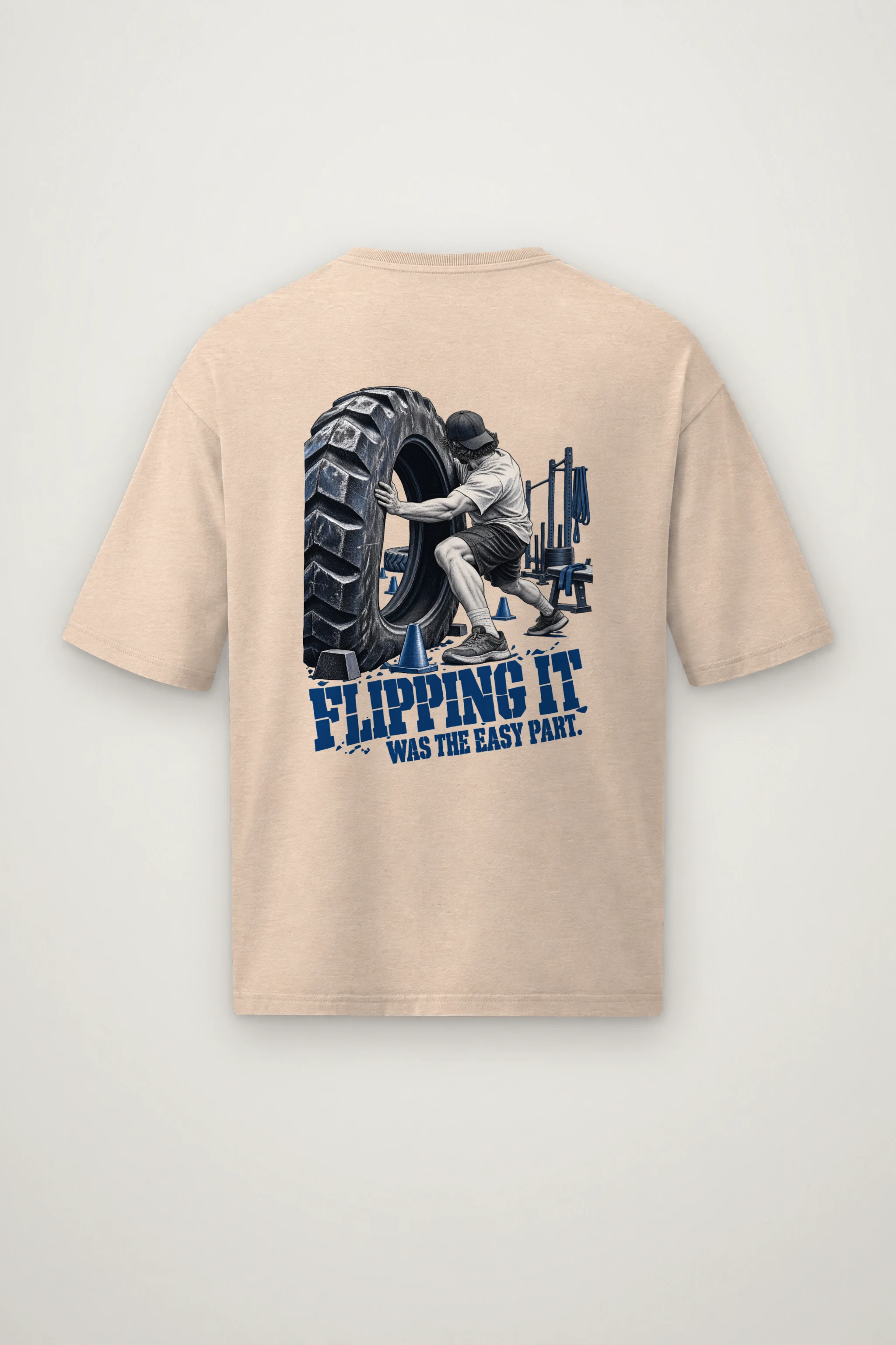 "Flipping It Was the Easy Part" Men's Oversized Heavyweight Crewneck T-Shirt