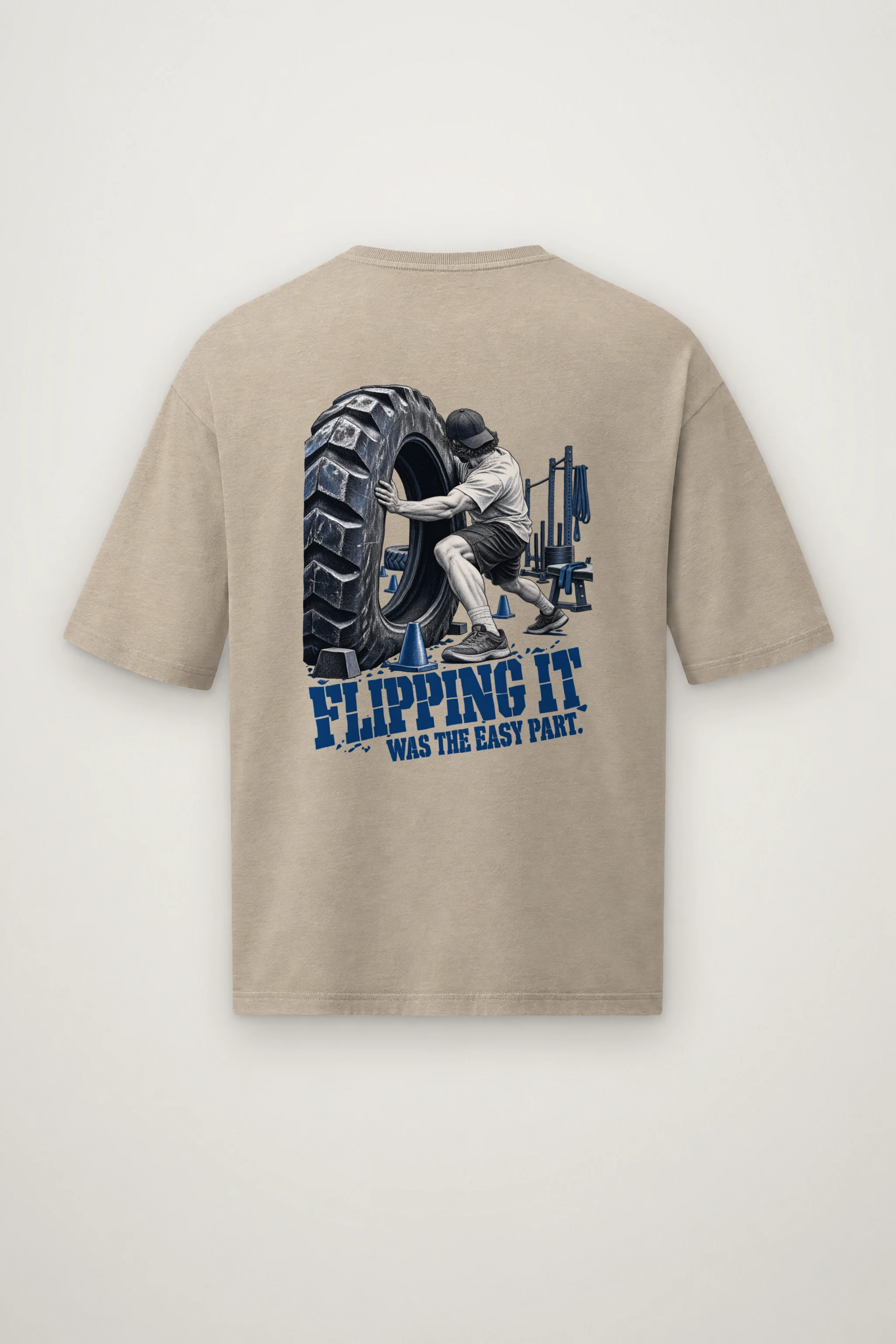 "Flipping It Was the Easy Part" Men's Oversized Heavyweight Crewneck T-Shirt