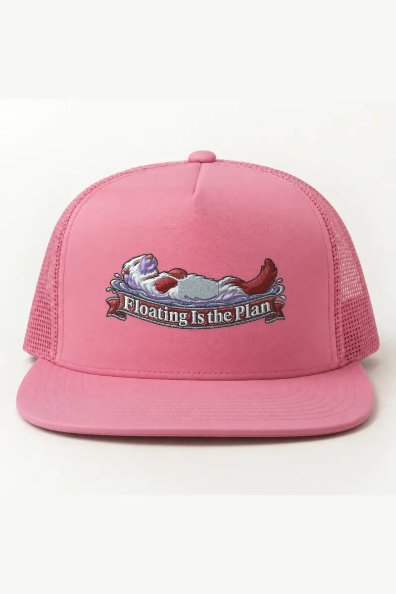 "Floating Is the Plan" 5 Panel Trucker Cap · Embroidered
