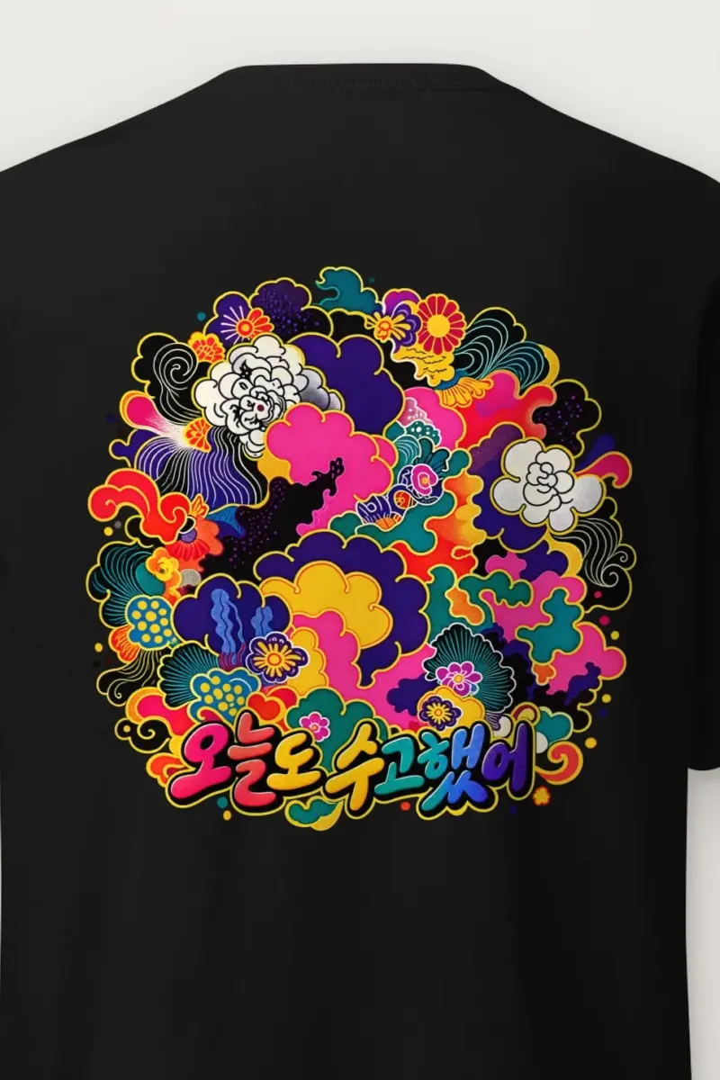 "Floral Cloud Lettering" Heavyweight Unisex Crewneck T-shirt