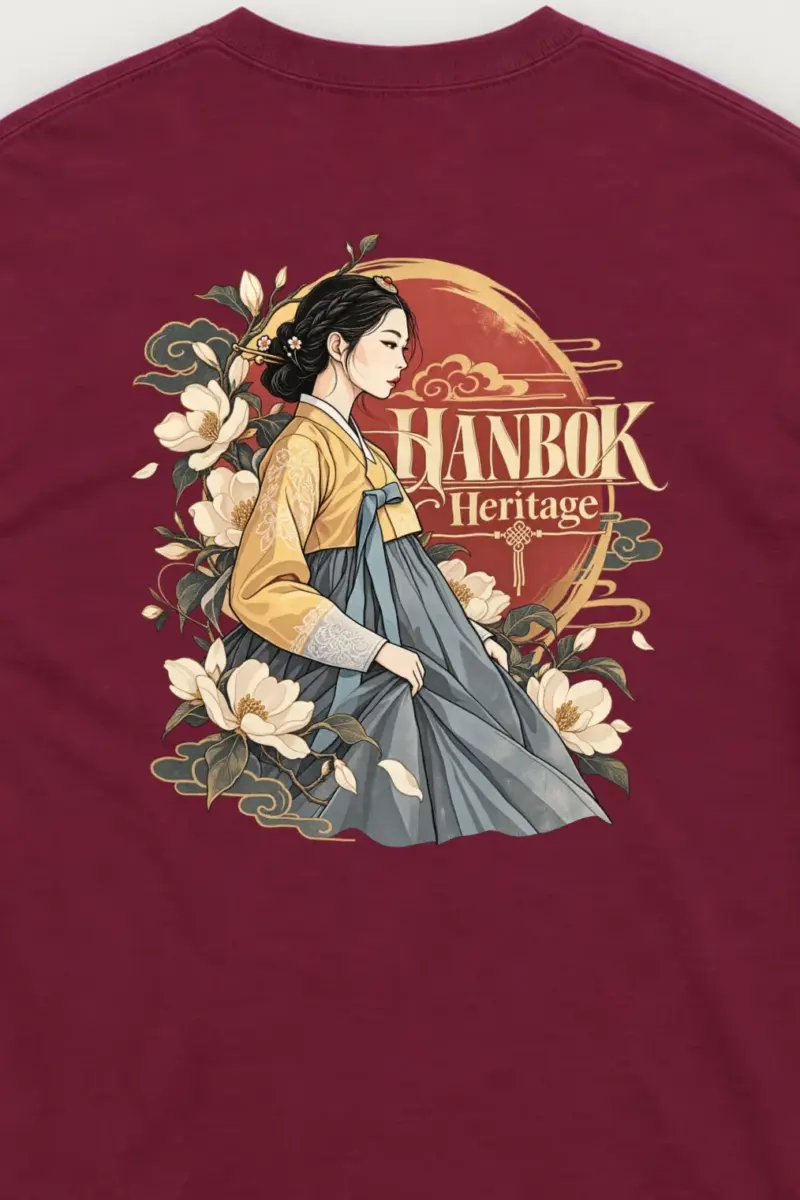 "Floral Hanbok Portrait" Unisex Longsleeve T-shirt