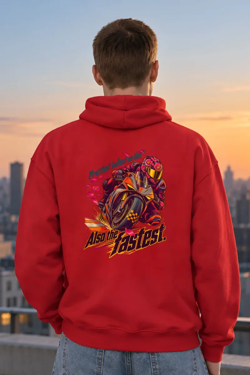 "Floral Helmet Racer" Unisex Pullover Hoodie