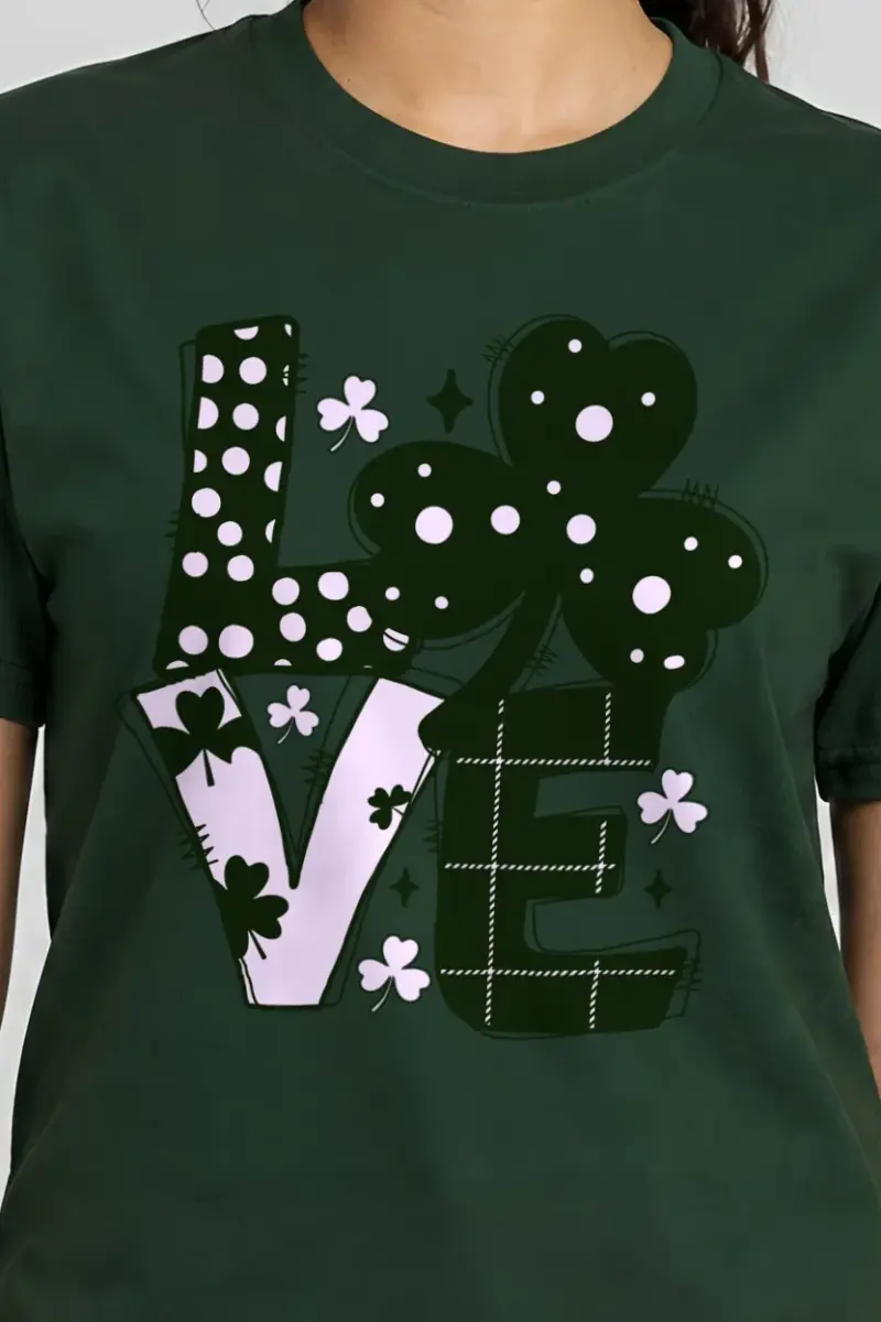 "Floral Love Lettering" Heavyweight Unisex Crewneck T-shirt