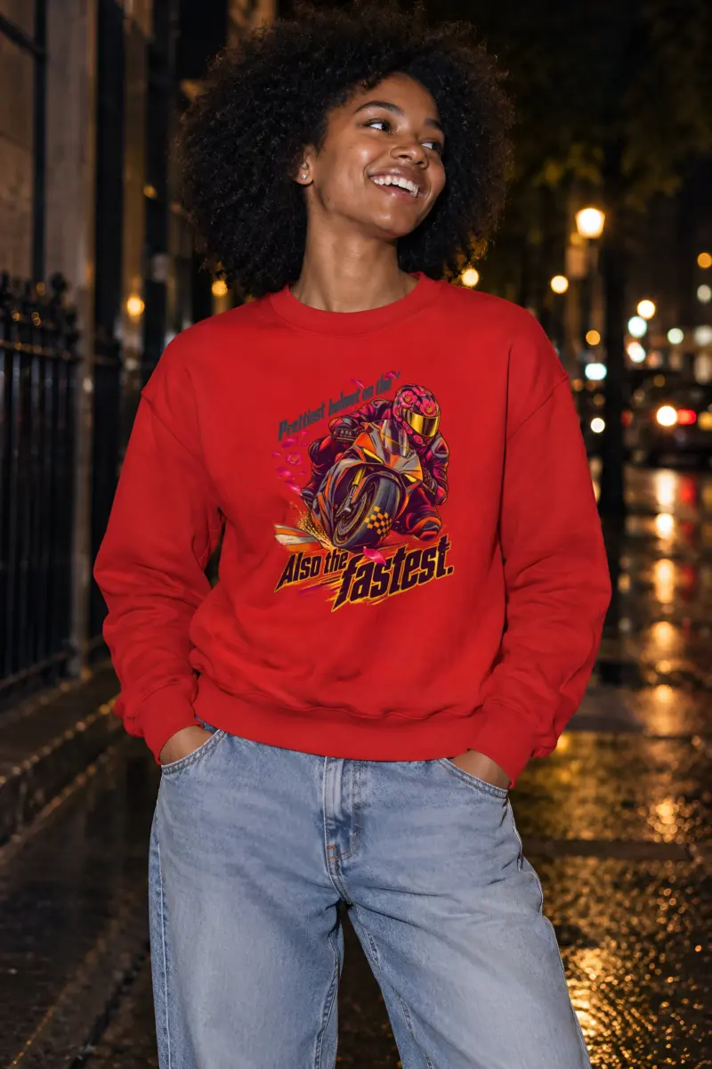 “Floral Motorcycle Racer” Unisex Crewneck Sweatshirt