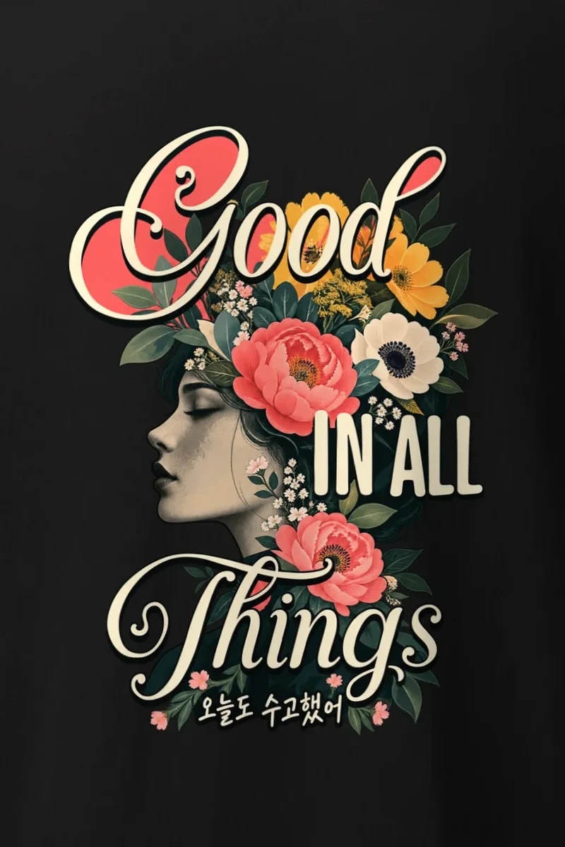 "Floral Resilience" Heavyweight Unisex Crewneck T-shirt