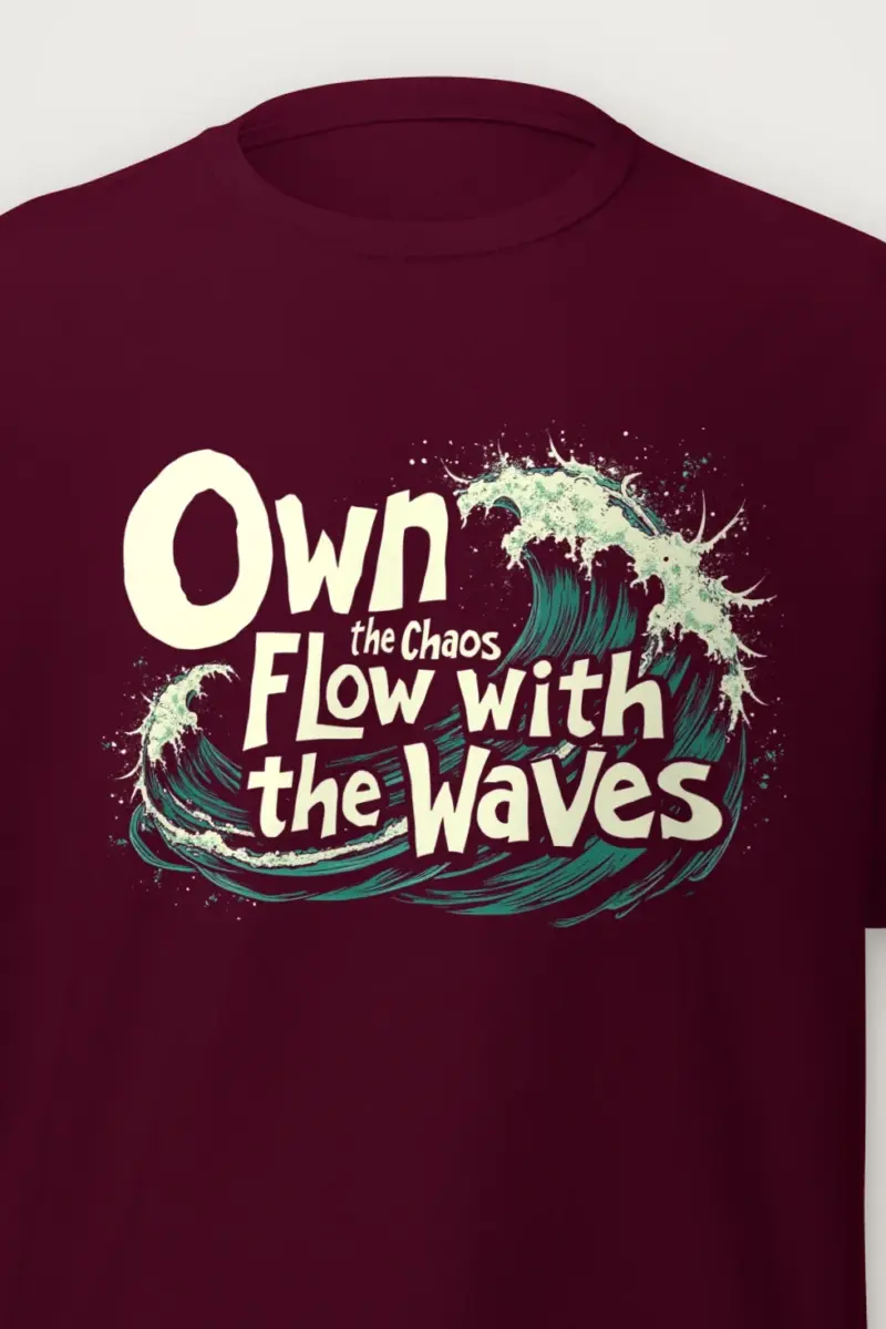 "Flow With The Waves" Heavyweight Unisex Crewneck T-shirt