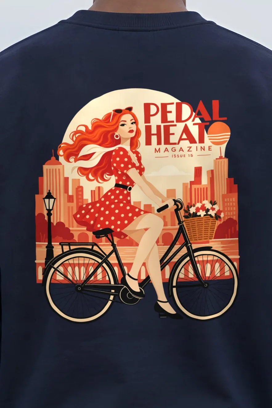 "Flower Basket Cyclist" 1 Crewneck Sweatshirt - the graphic up close