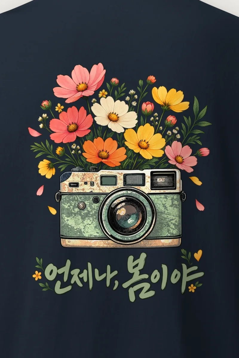 "Flower-Filled Camera" Heavyweight Unisex Crewneck T-shirt