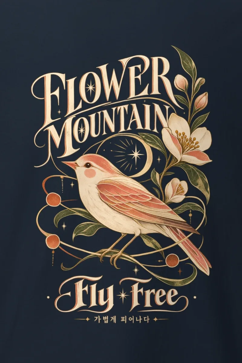 "Flower Mountain" Heavyweight Unisex Crewneck T-shirt