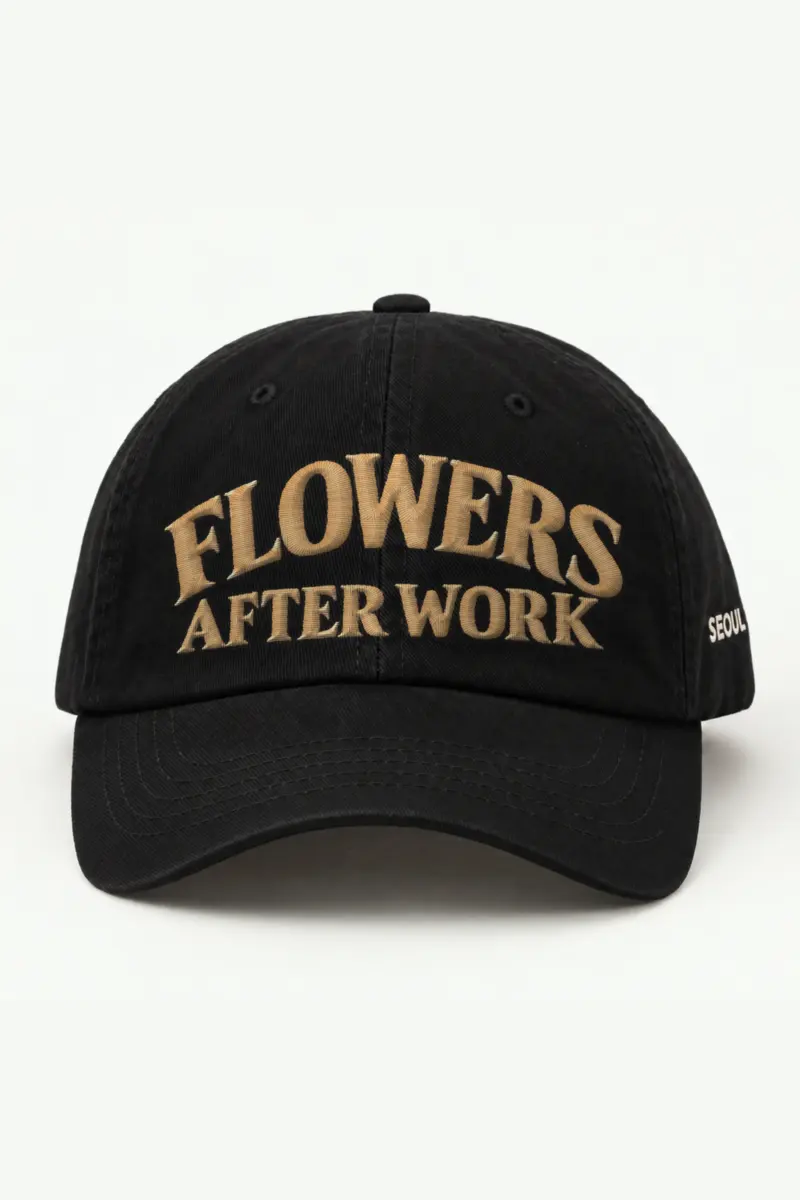 "Flowers After Work" Classic Dad Hat · Embroidered — black/cap-front