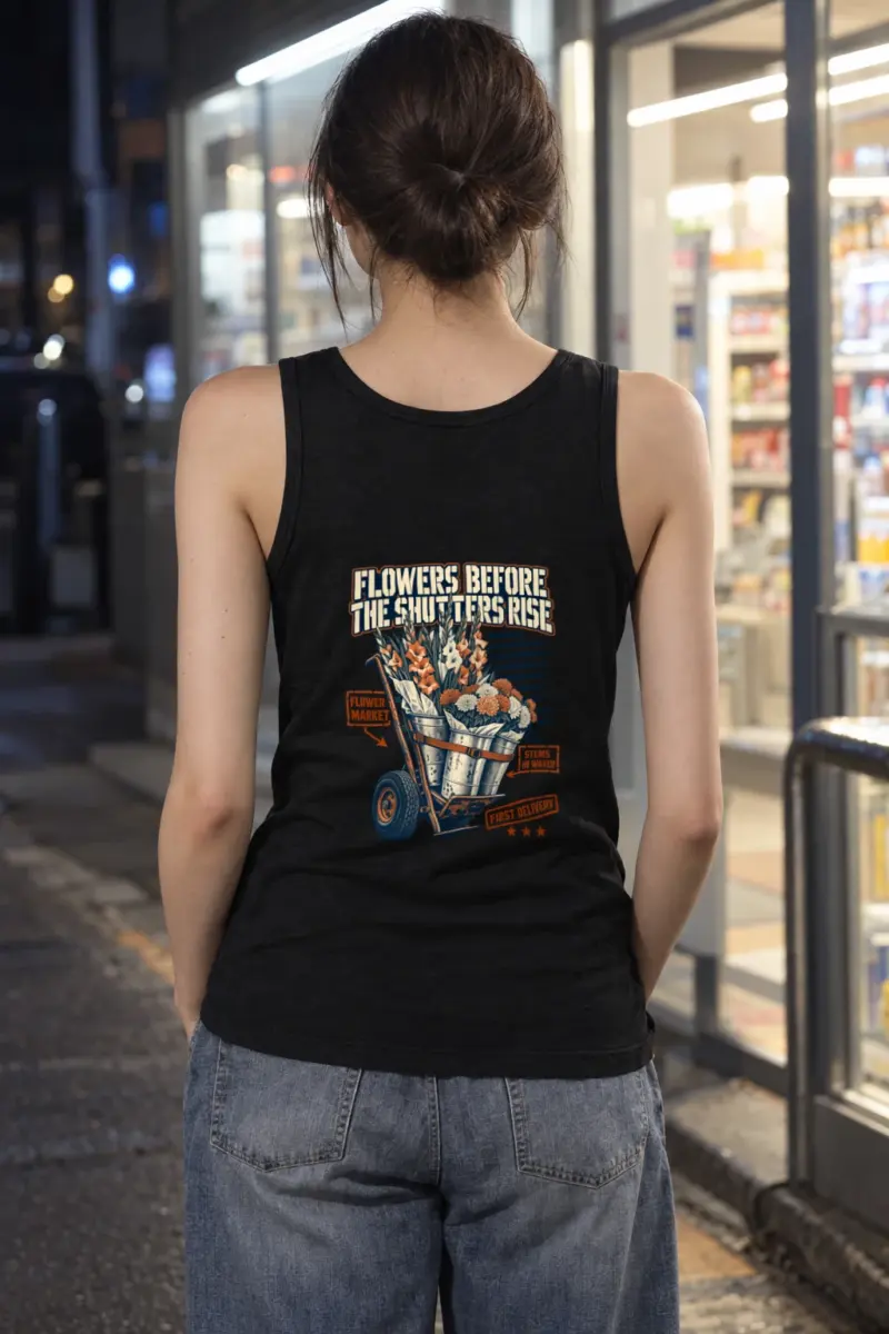 “Flowers Before the Shutters Rise” Unisex Jersey Tank
