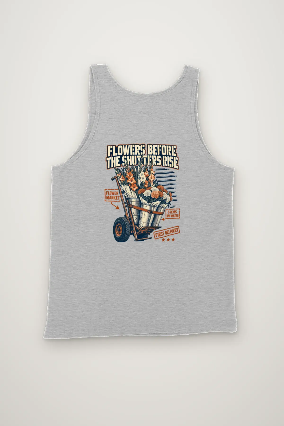 "Flowers Before the Shutters Rise" Unisex Jersey Tank